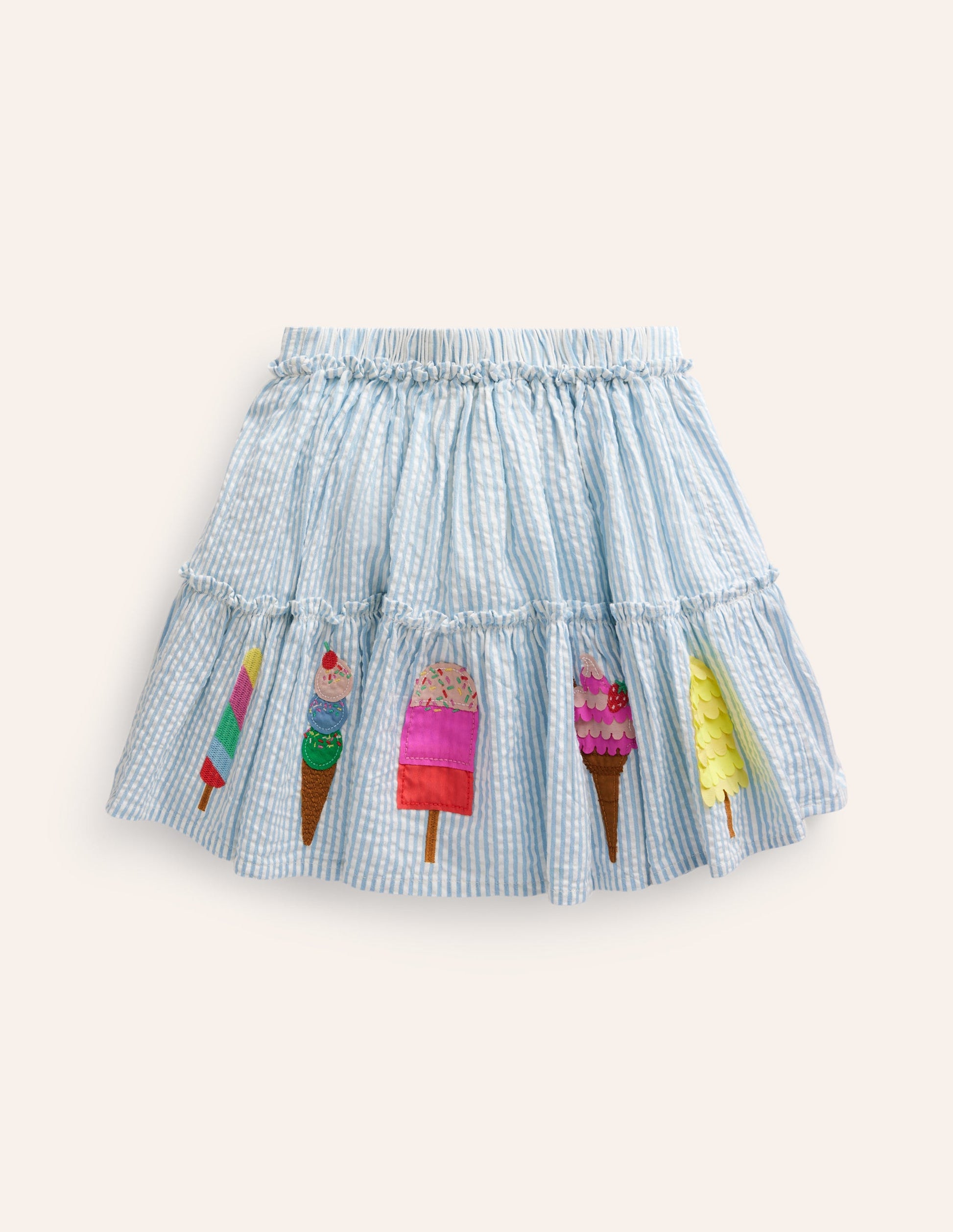 Appliqué Skirt-Blue / Ivory Ice Creams-2