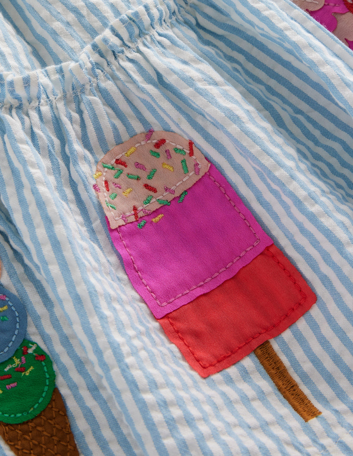 Appliqué Skirt-Blue / Ivory Ice Creams-3