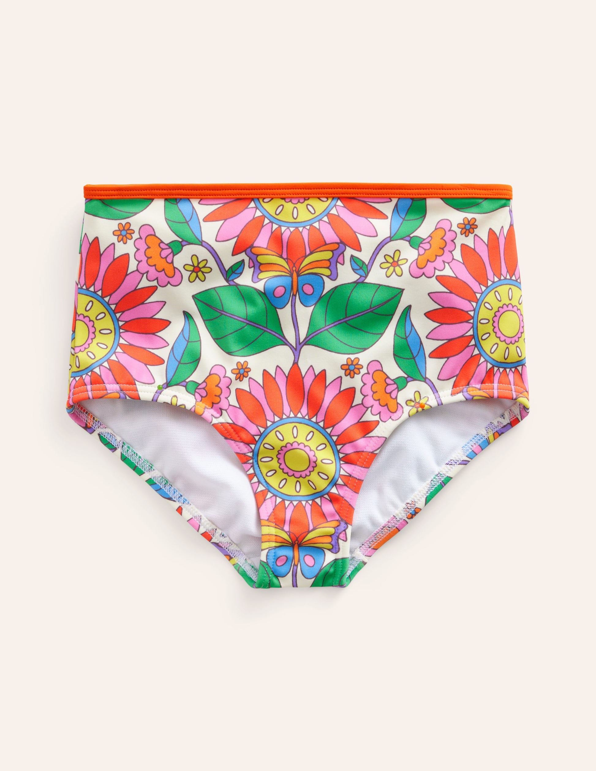 High Waisted Bikini Bottoms-Multi Daisy Vine-2