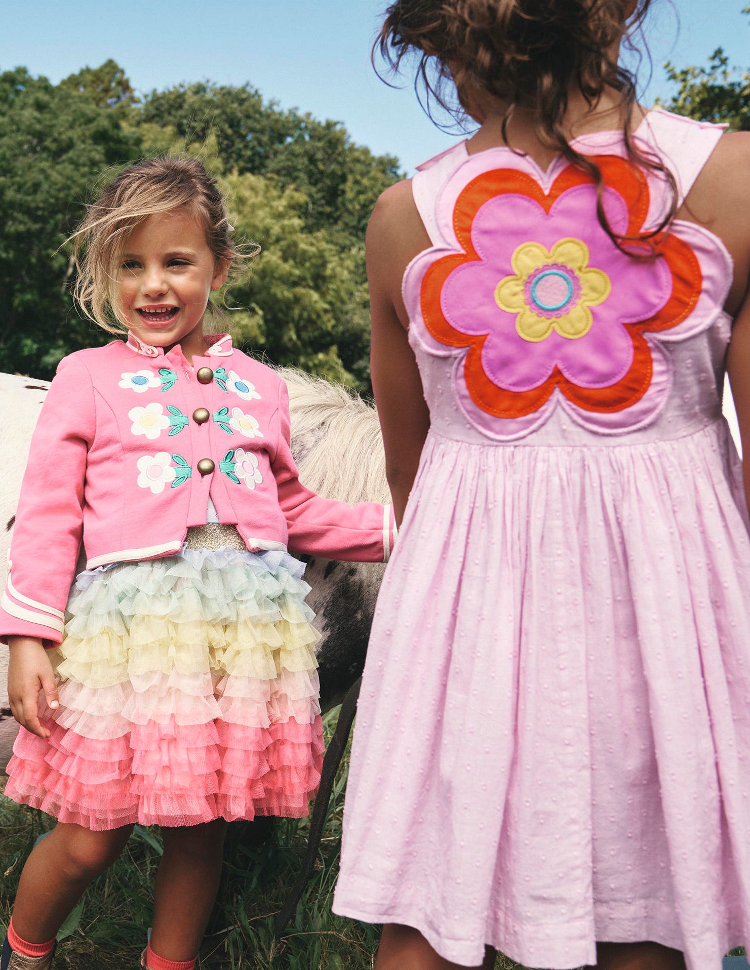 Appliqué Back Dress-Sugared Almond Pink Flower-4