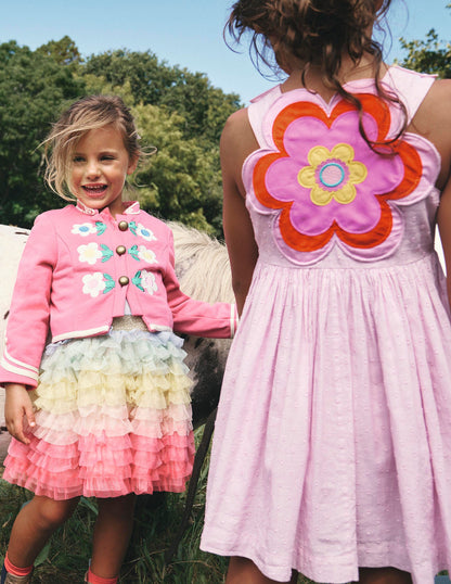 Appliqué Back Dress-Sugared Almond Pink Flower-4