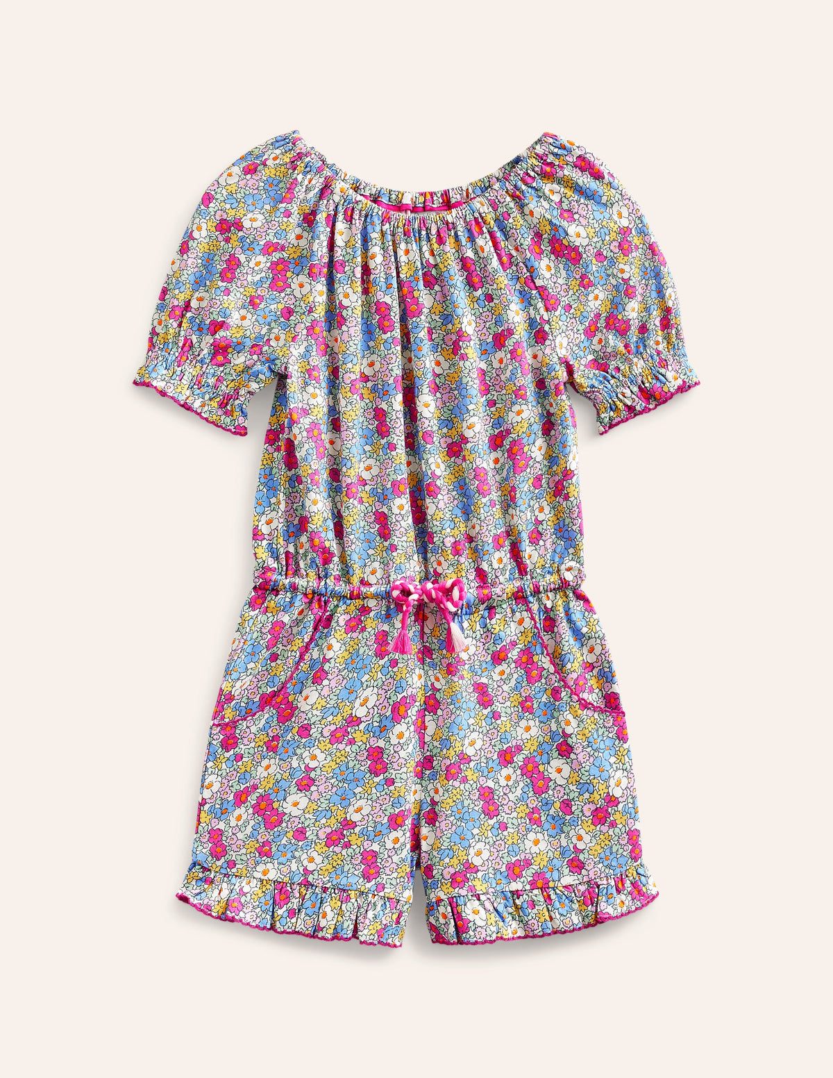 Printed Jersey Romper-Festival Pink Nautical Floral - Image 1