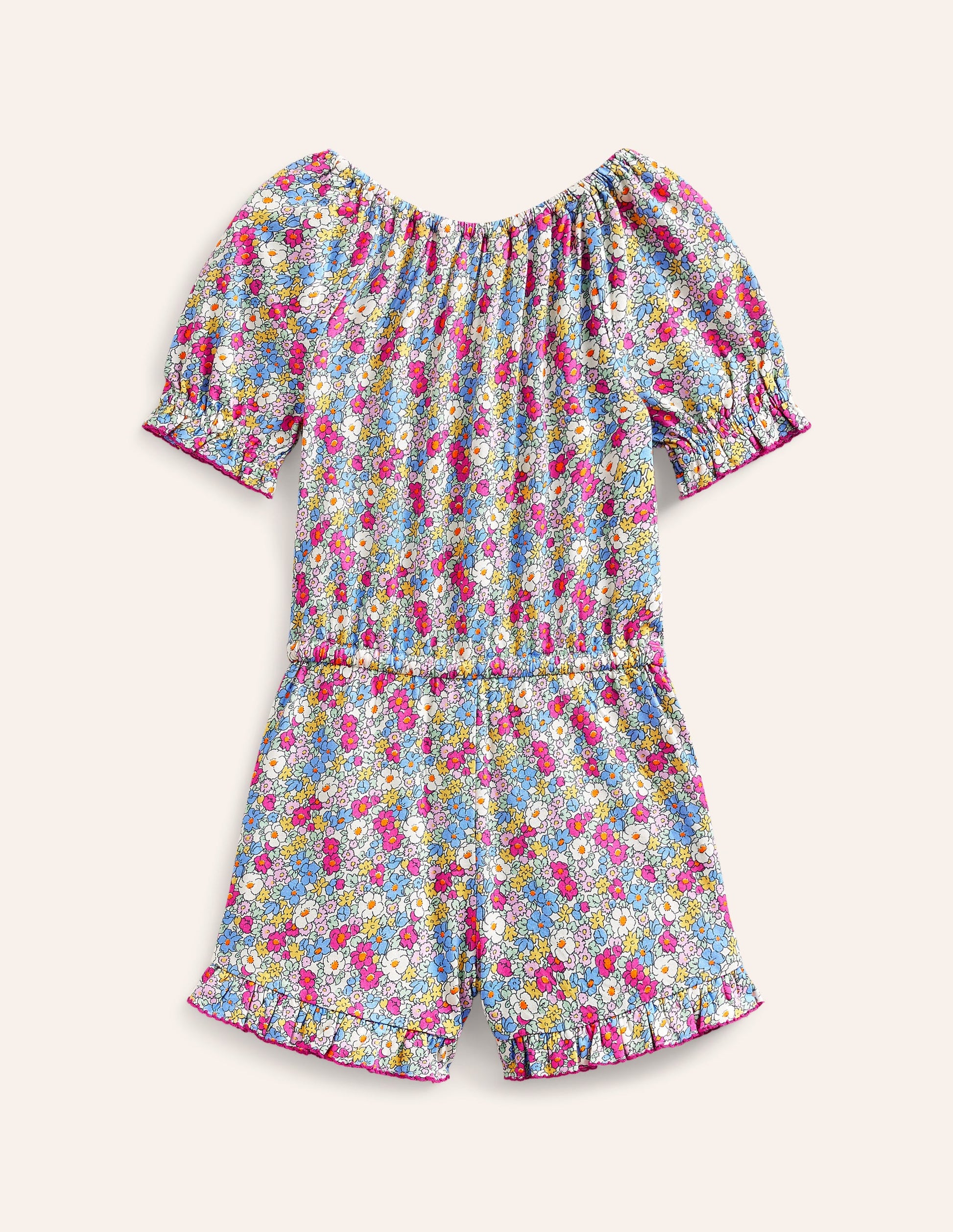 Printed Jersey Romper-Festival Pink Nautical Floral-2