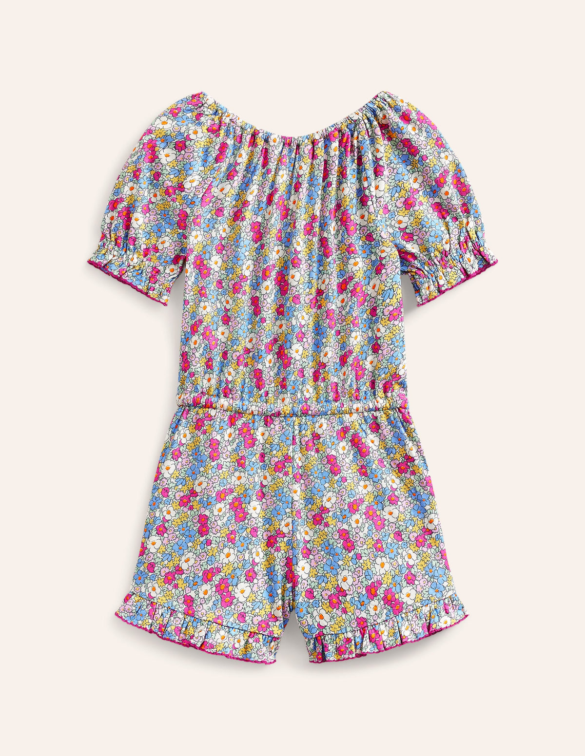 Printed Jersey Romper-Festival Pink Nautical Floral - Image 2
