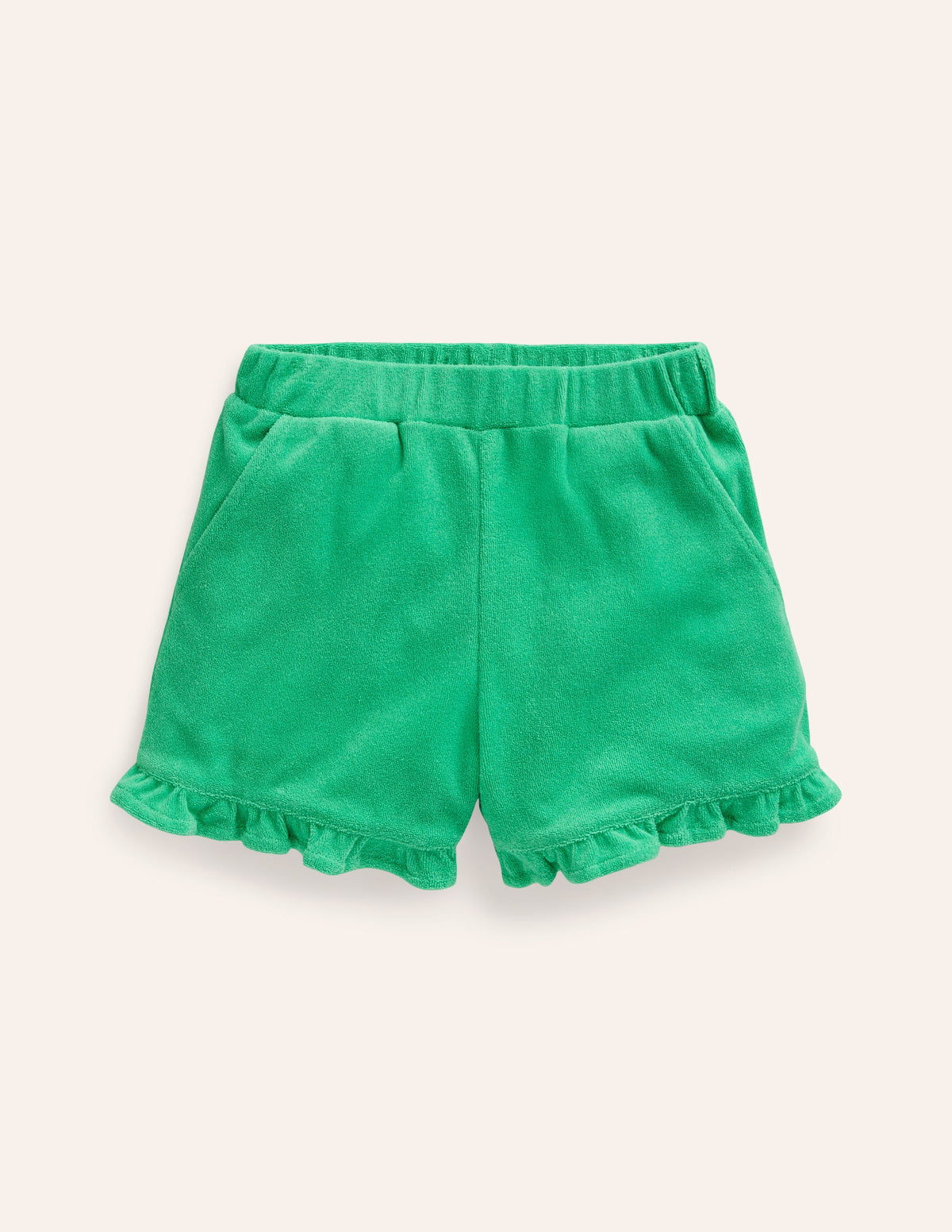 Frill Hem Towelling Short-Pea Green - Image 1