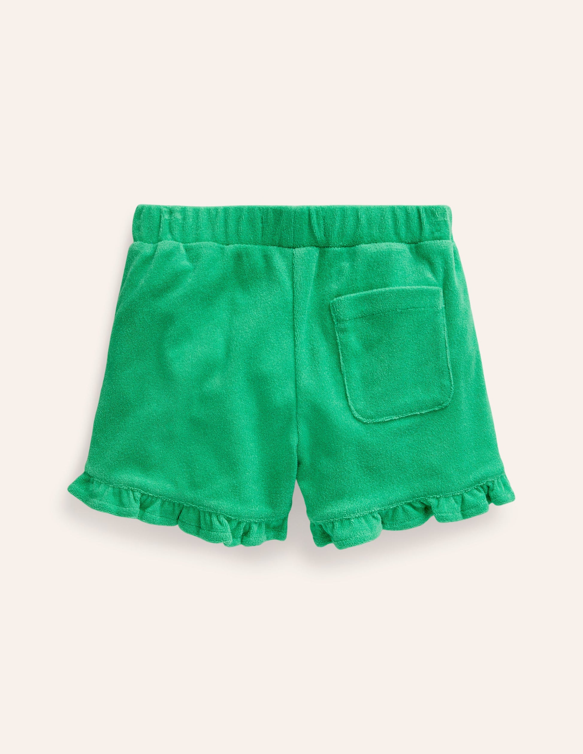Frill Hem Towelling Short-Pea Green-2