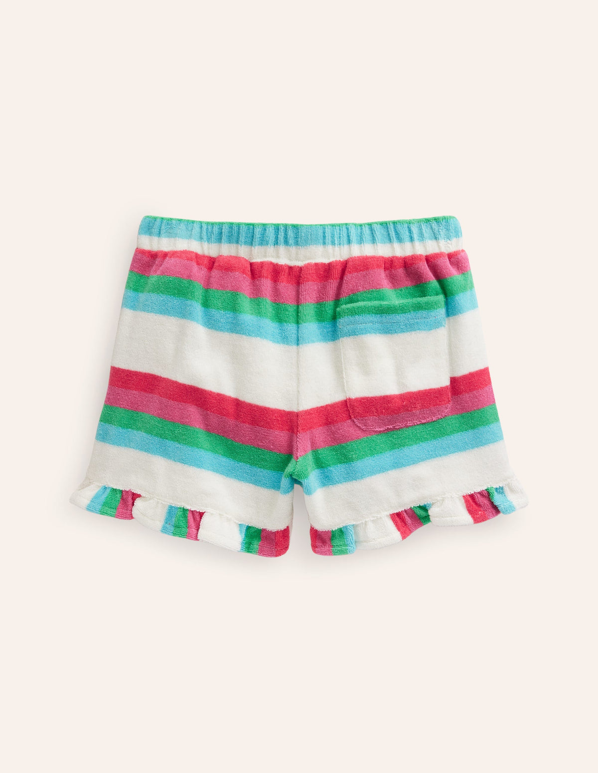 Frill Hem Towelling Short-Multistripe - Image 2