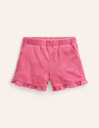 Frill Hem Towelling Short-Rose Pink-1