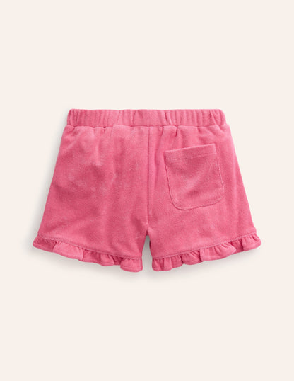 Frill Hem Towelling Short-Rose Pink-2