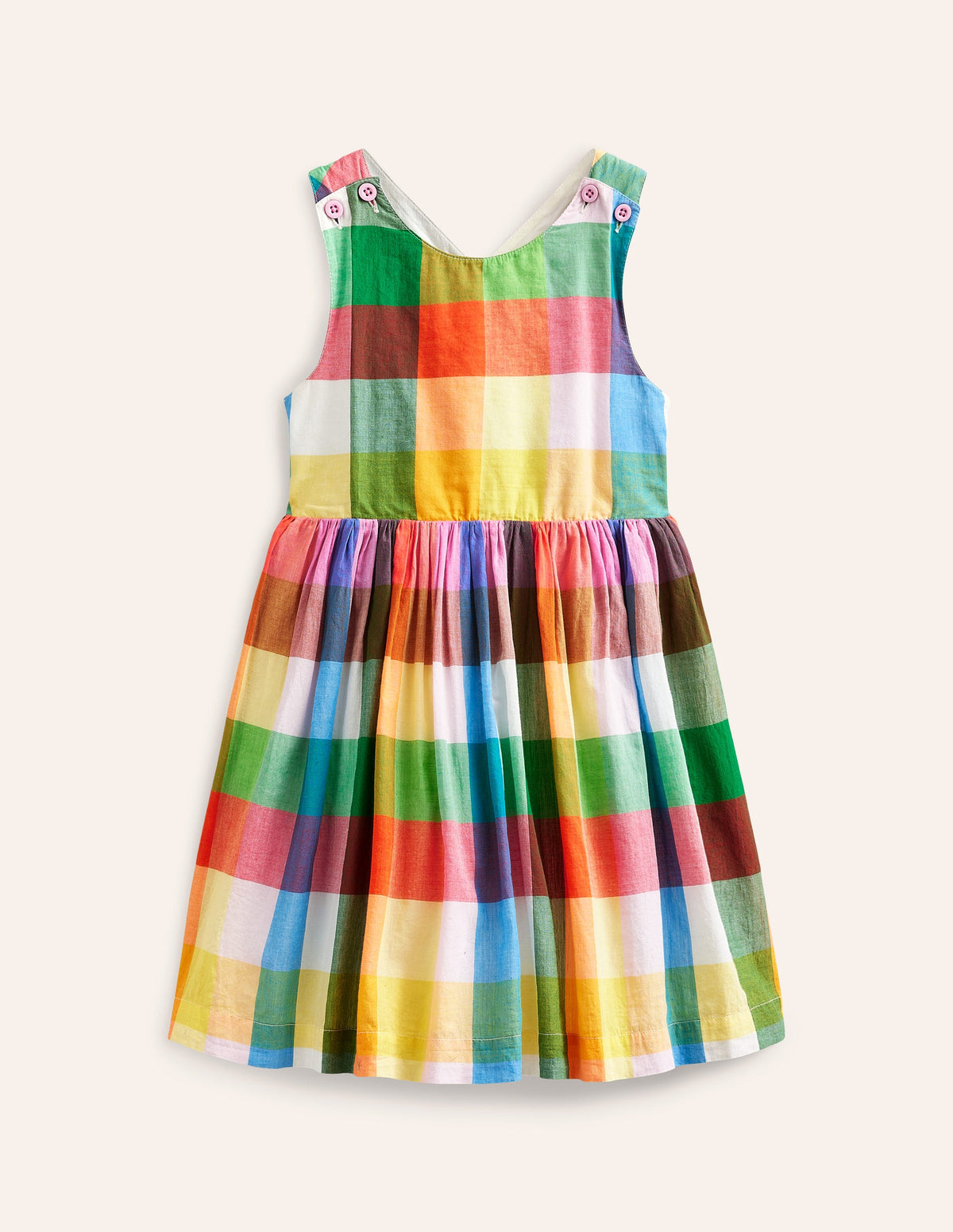 Cross-Back Dress-Bright Neon Multi Gingham - Image 8