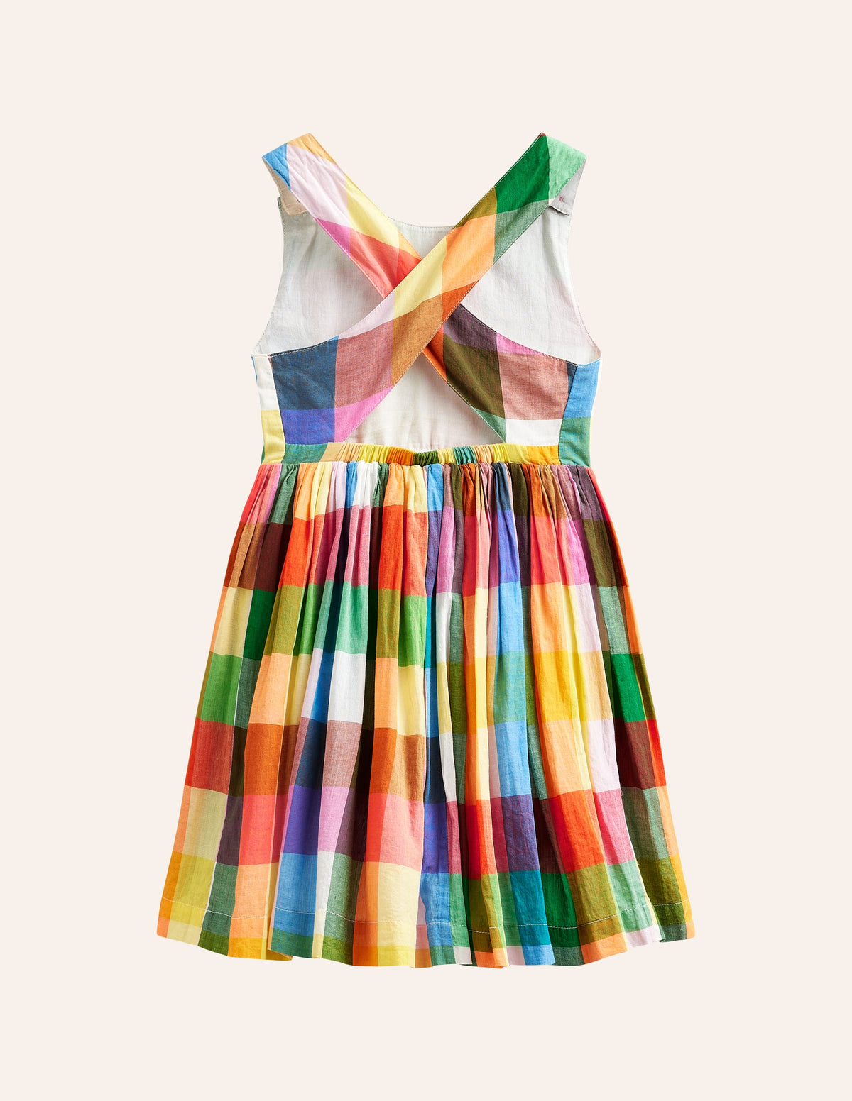 Cross-Back Dress-Bright Neon Multi Gingham - Image 9