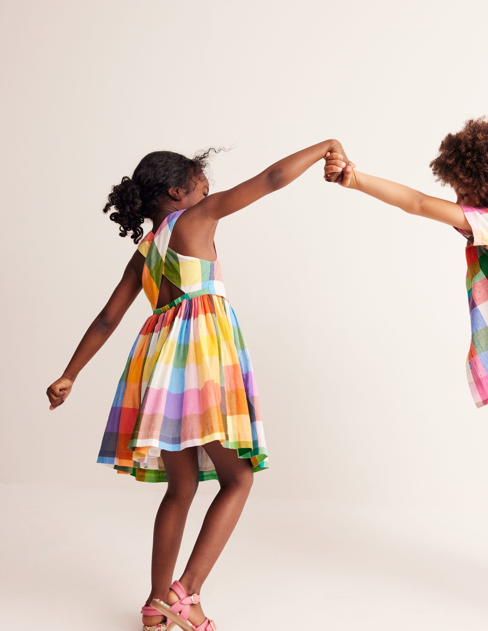 Cross-Back Dress-Bright Neon Multi Gingham - Image 1
