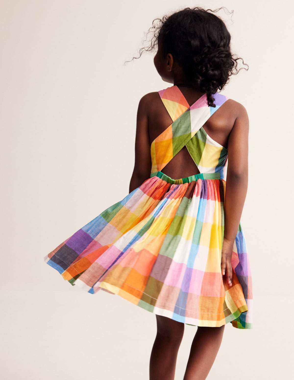 Cross-Back Dress-Bright Neon Multi Gingham - Image 2