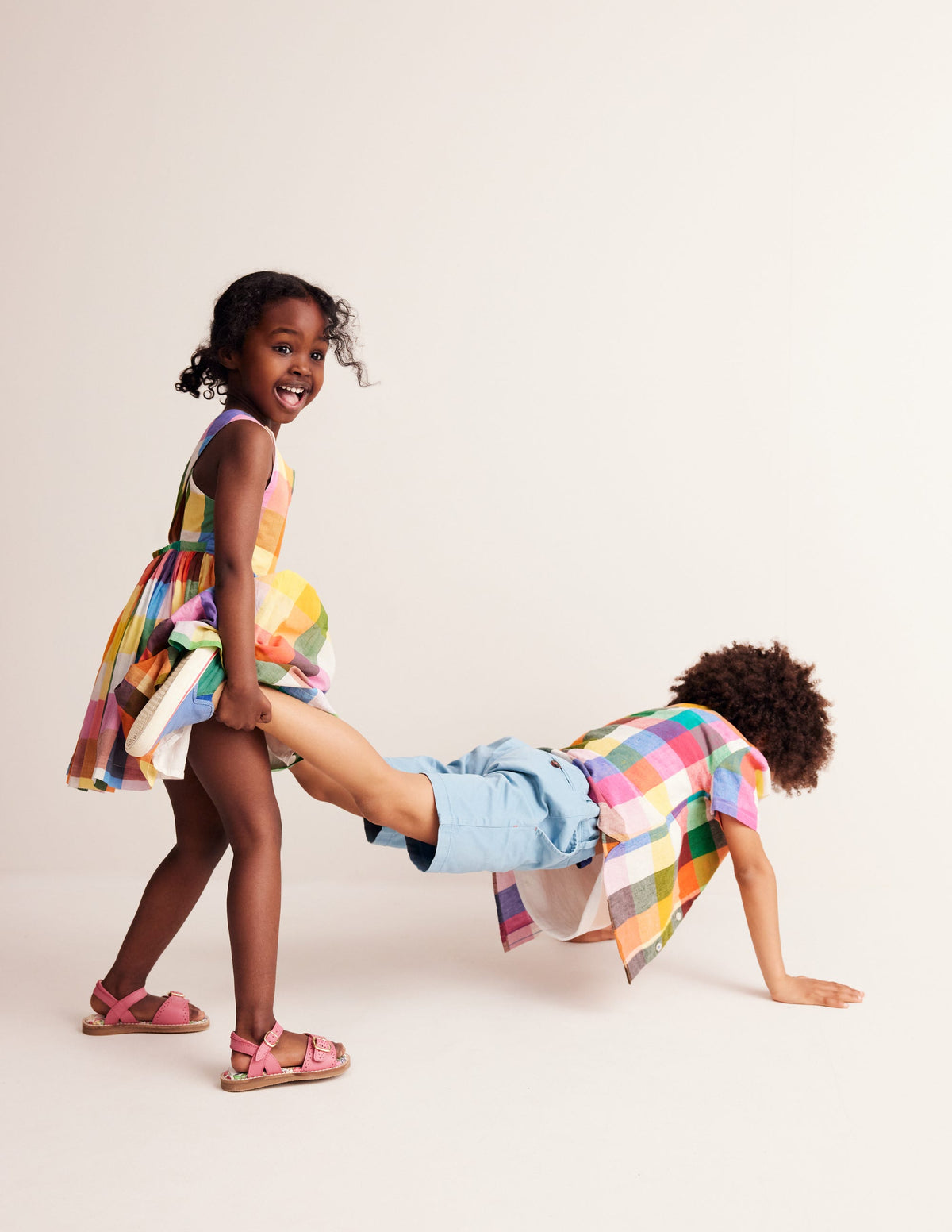 Cross-Back Dress-Bright Neon Multi Gingham - Image 4