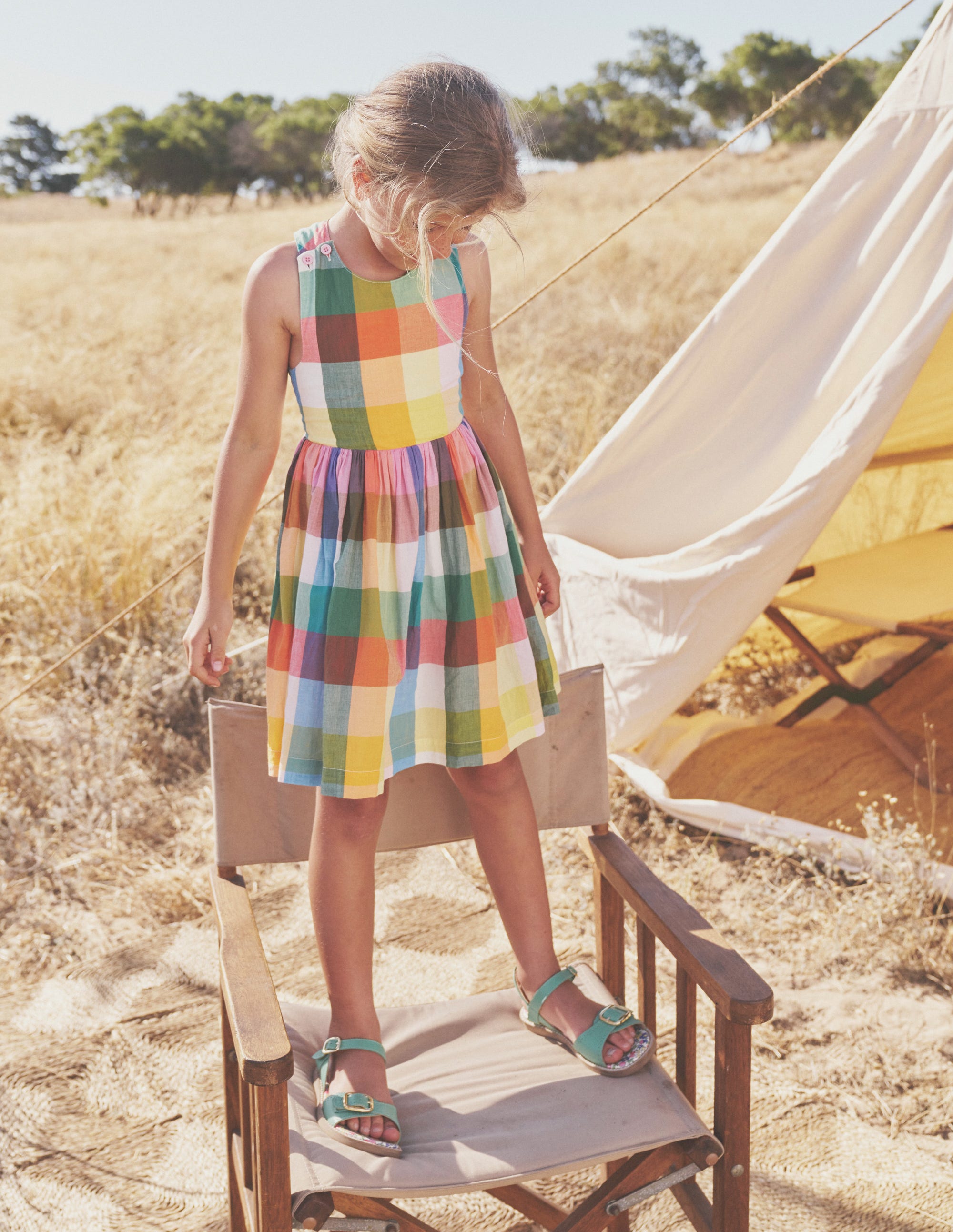 Cross-Back Dress-Bright Neon Multi Gingham - Image 11