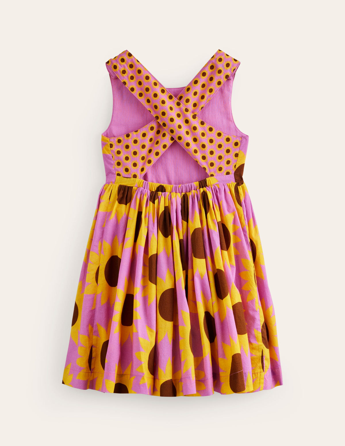 Cross-Back Dress-Pink Sunflower Geo - Image 2