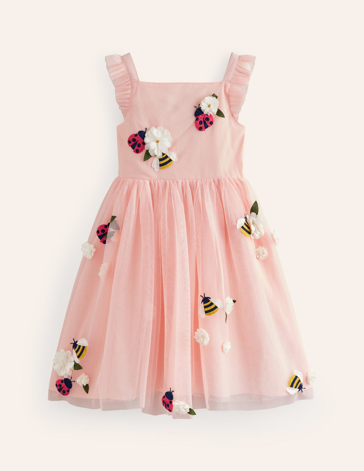 Appliqué Tulle Dress-Provence Dusty Pink Bugs-1