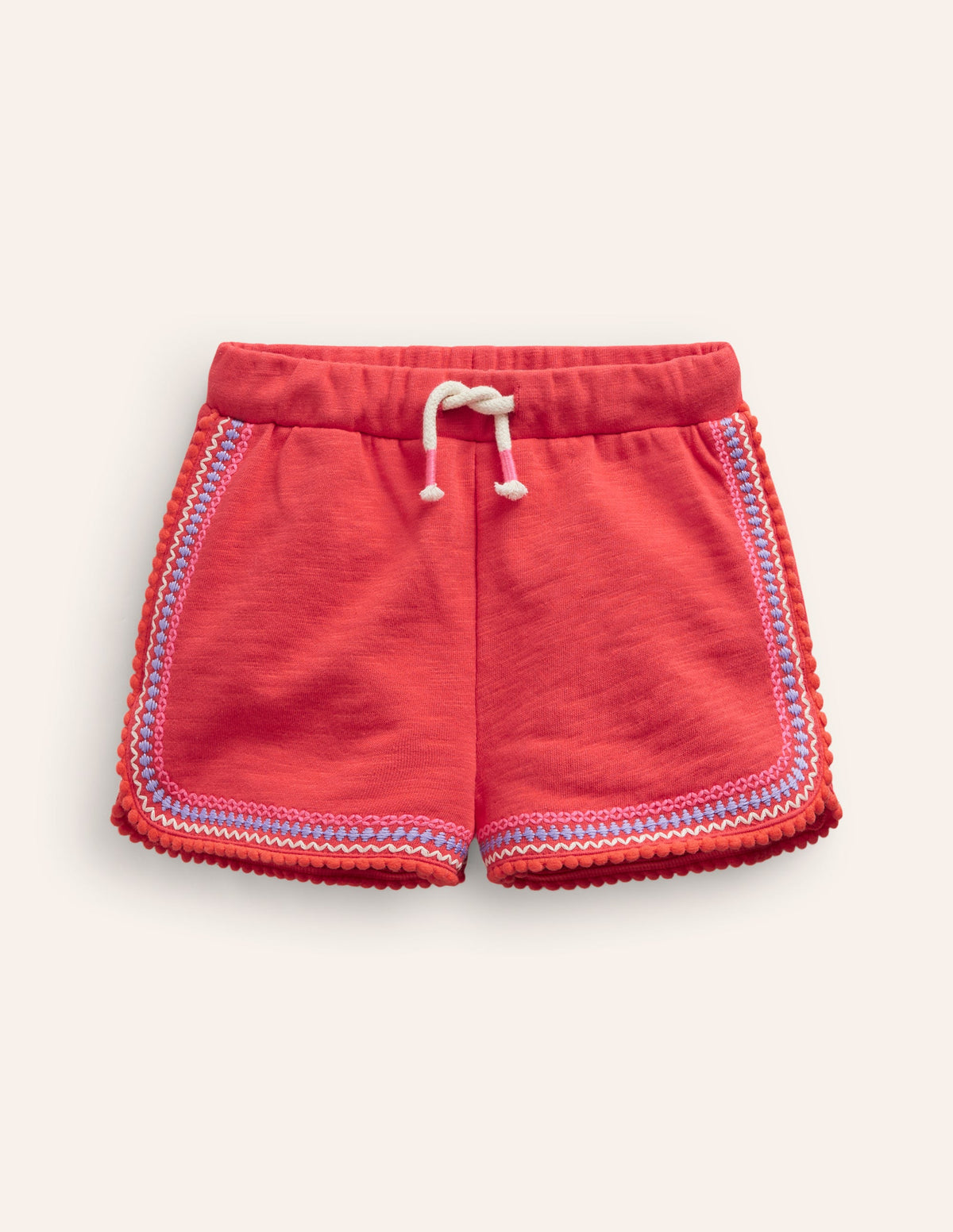 Pom Trim Jersey Shorts-Jam Red - Image 1