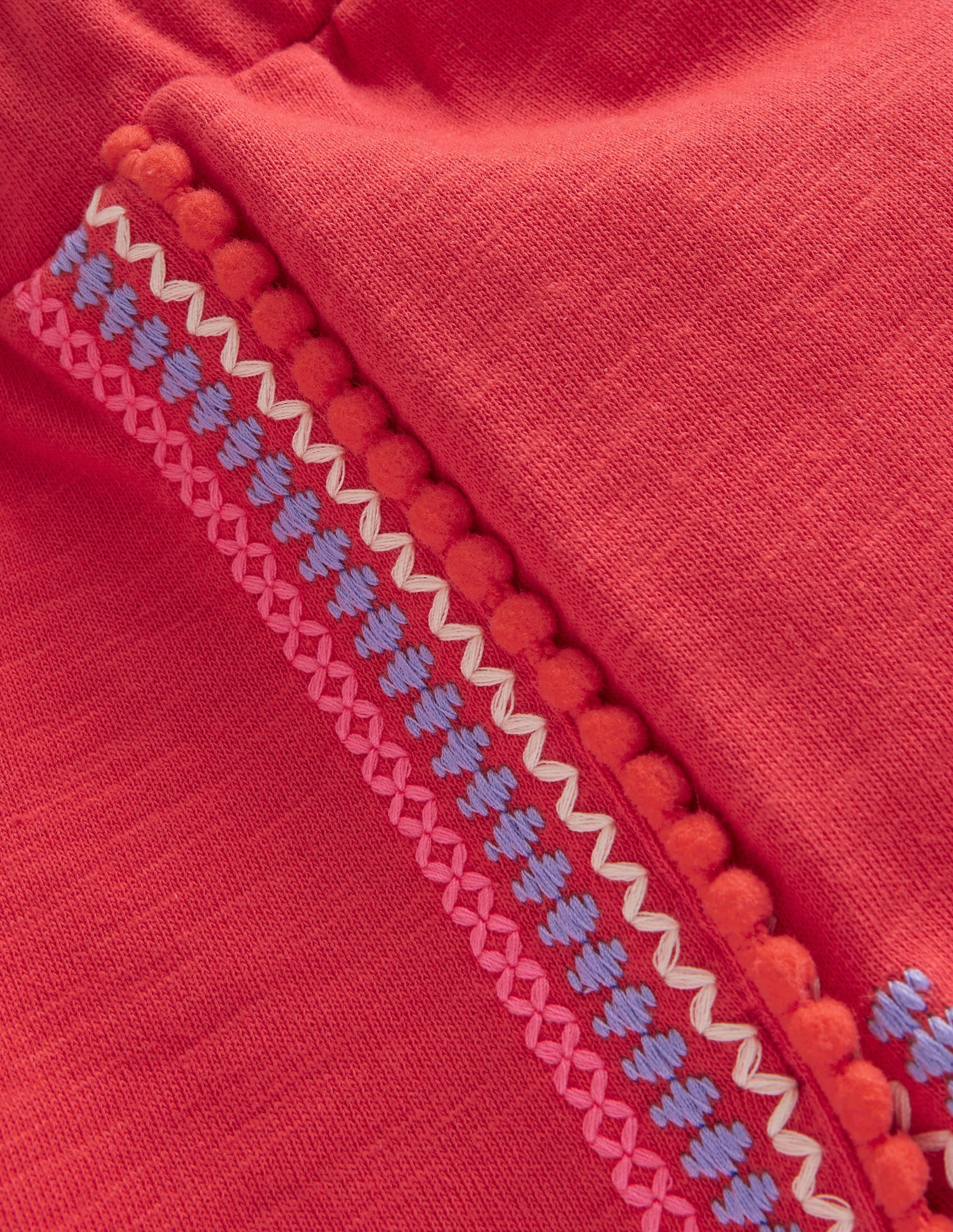 Pom Trim Jersey Shorts-Jam Red - Image 3