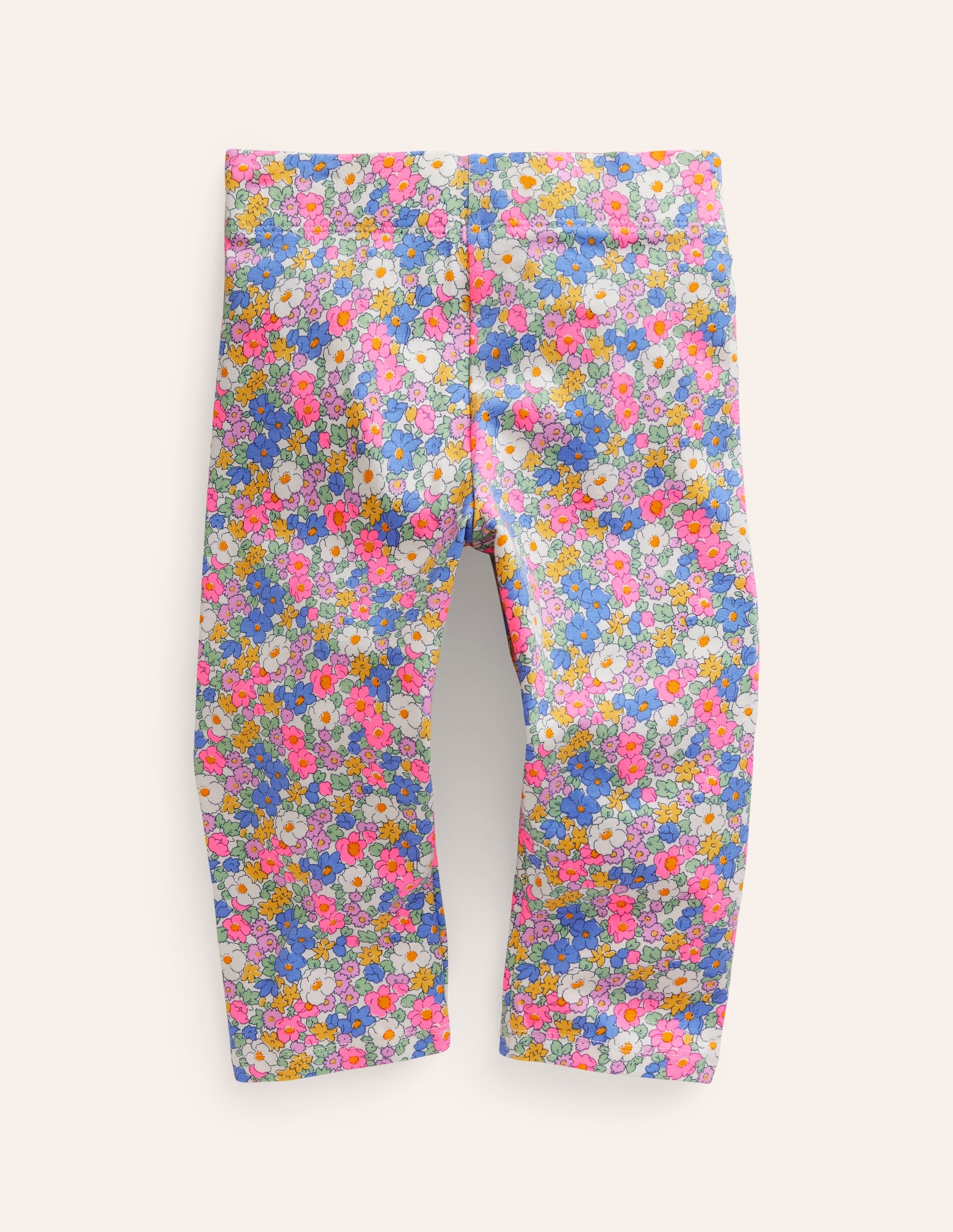 Fun Cropped Leggings-Festival Pink Nautical Floral - Image 1