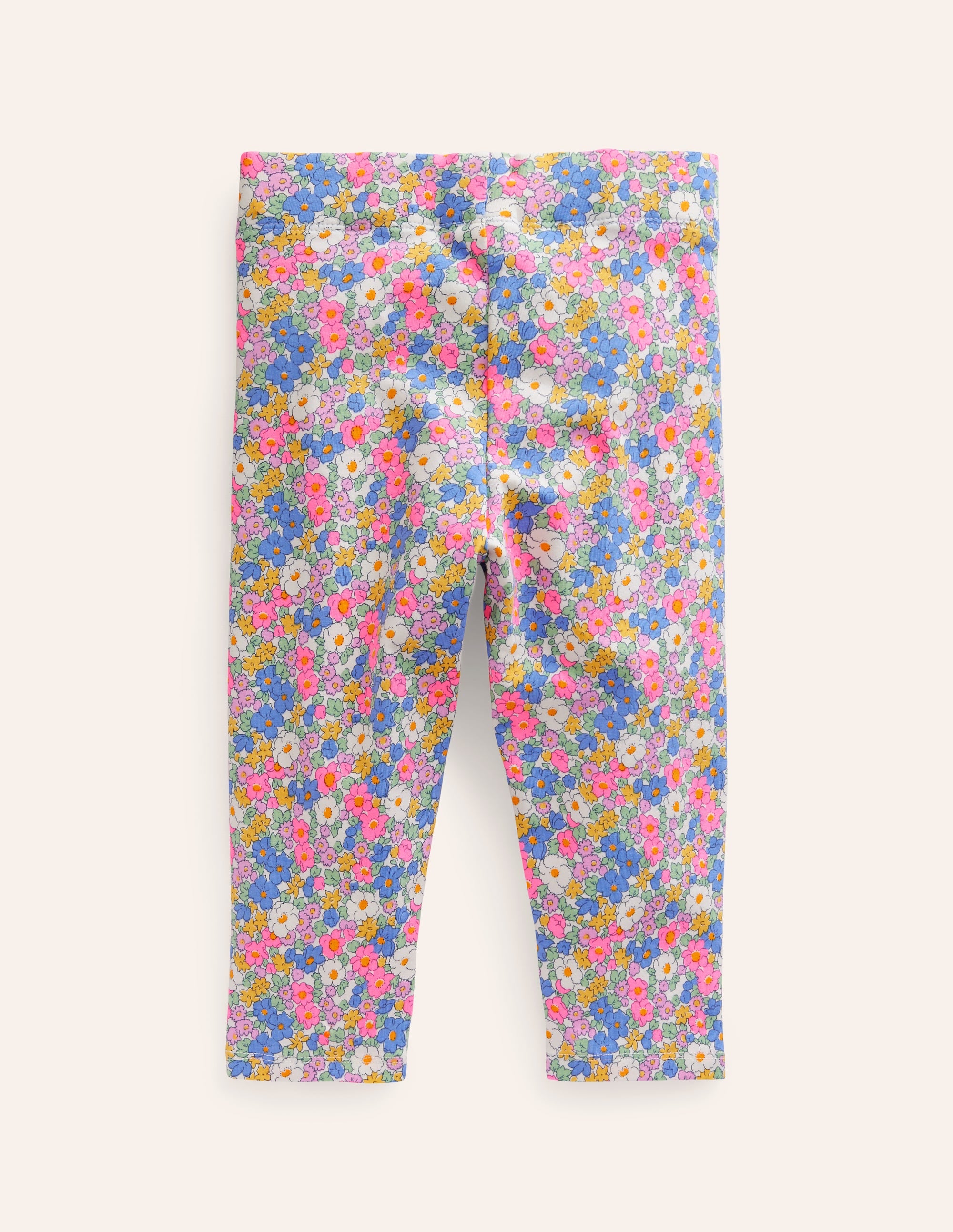 Fun Cropped Leggings-Festival Pink Nautical Floral - Image 2