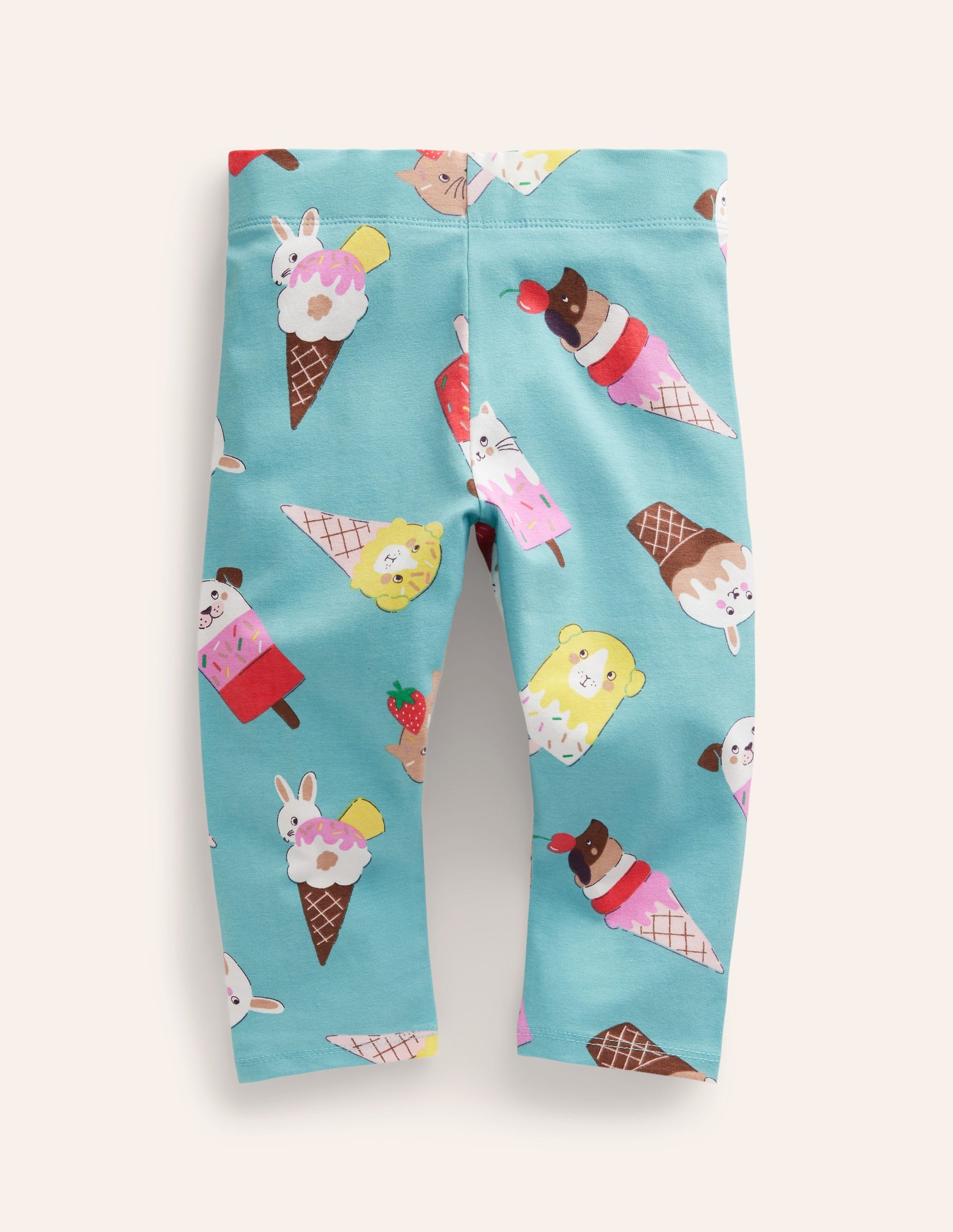 Fun Cropped Leggings-Aqua Sea Ice Creams-1
