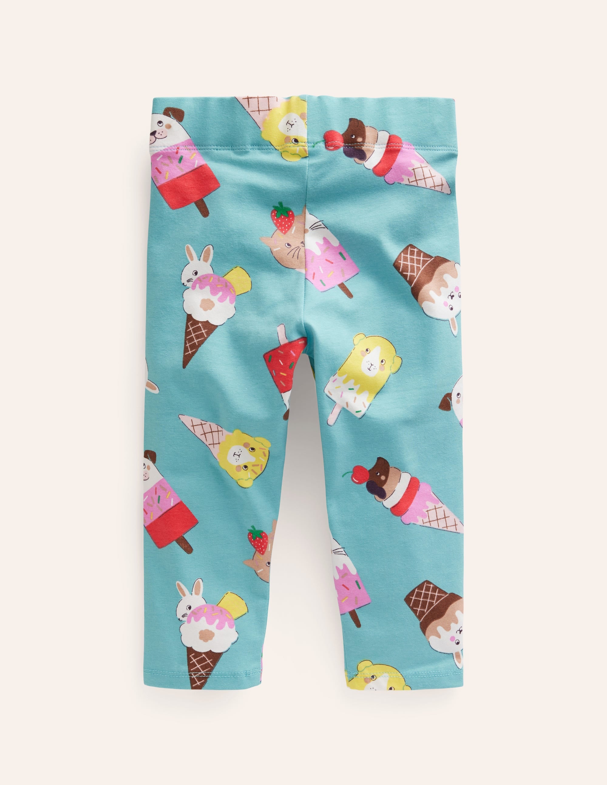 Fun Cropped Leggings-Aqua Sea Ice Creams - Image 2