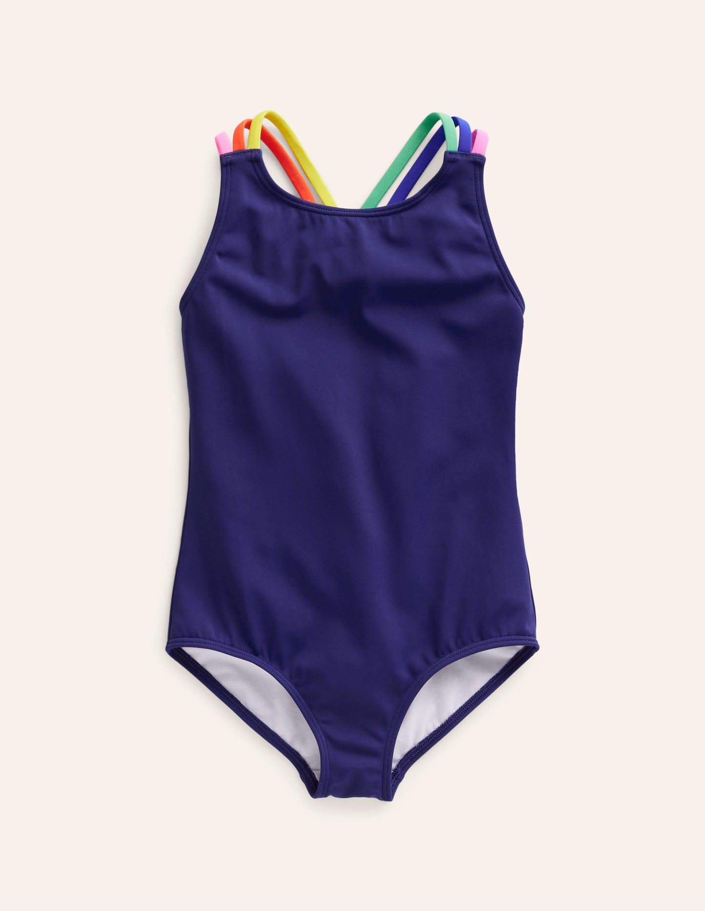 Rainbow Cross-Back Swimsuit-College Navy