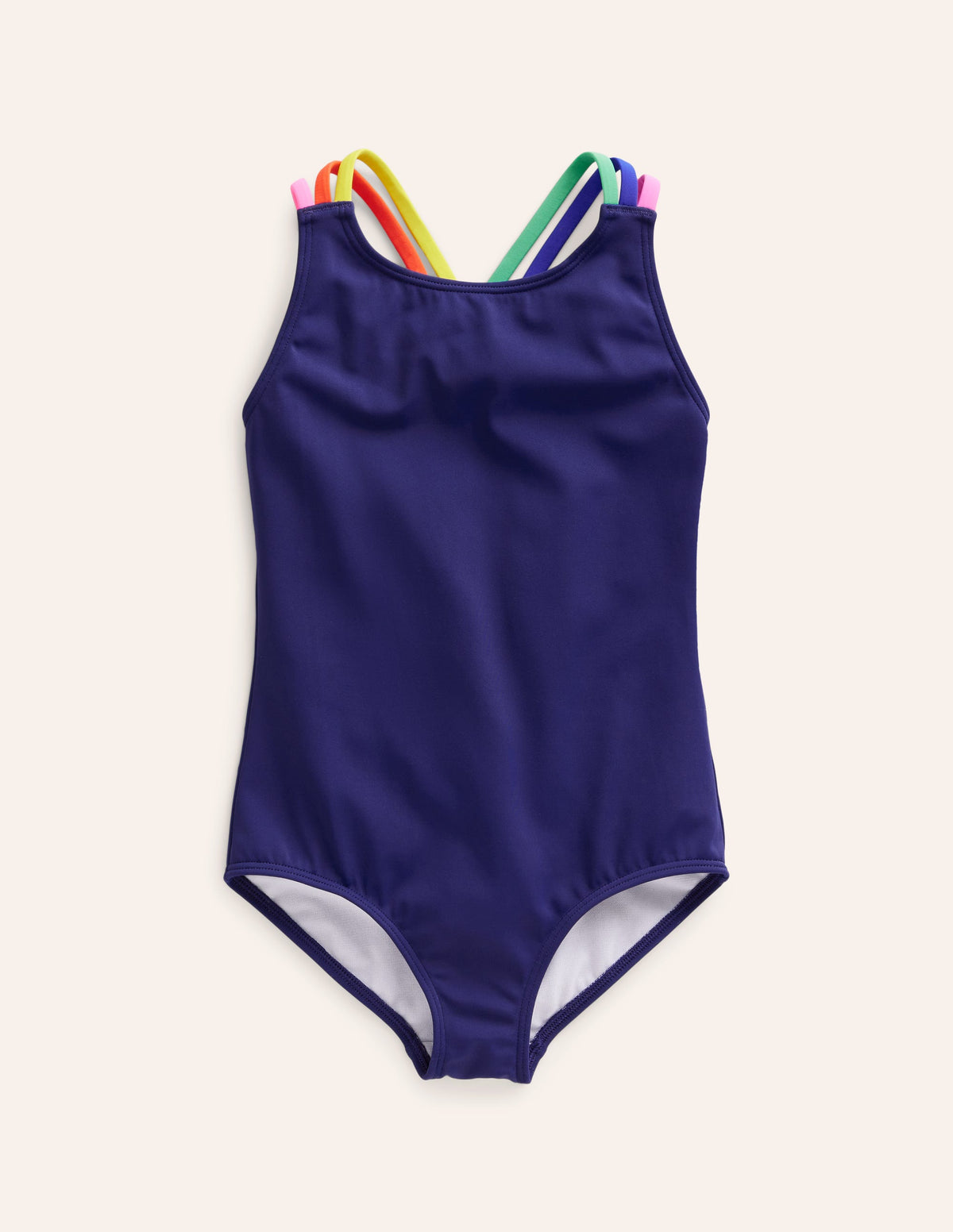 Rainbow Cross-Back Swimsuit-College Navy - Image 1