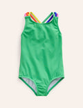 Rainbow Cross-Back Swimsuit-Pea Green