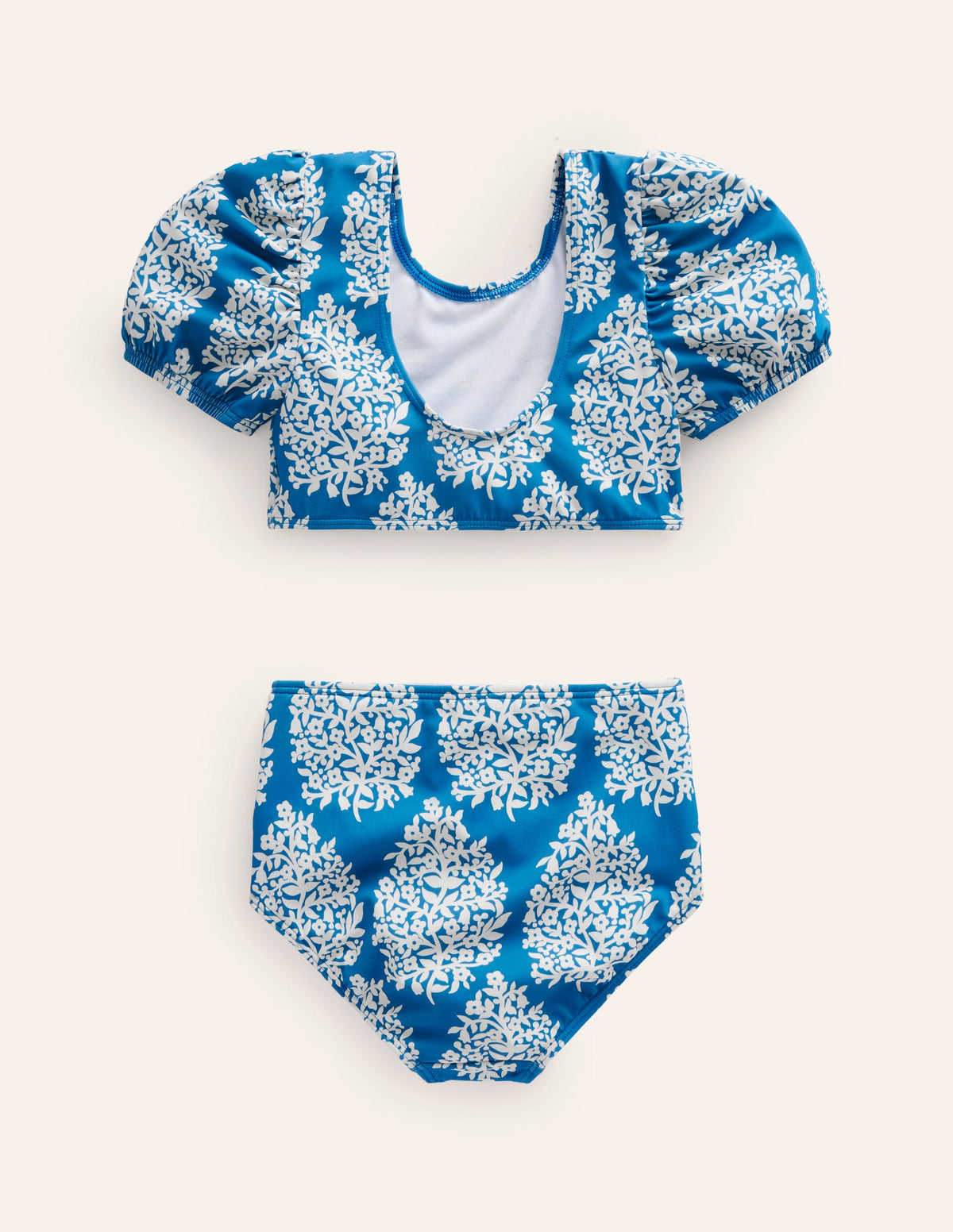 Puff Sleeve Bikini-Cabana Blue Small Flower Stamp - Image 5