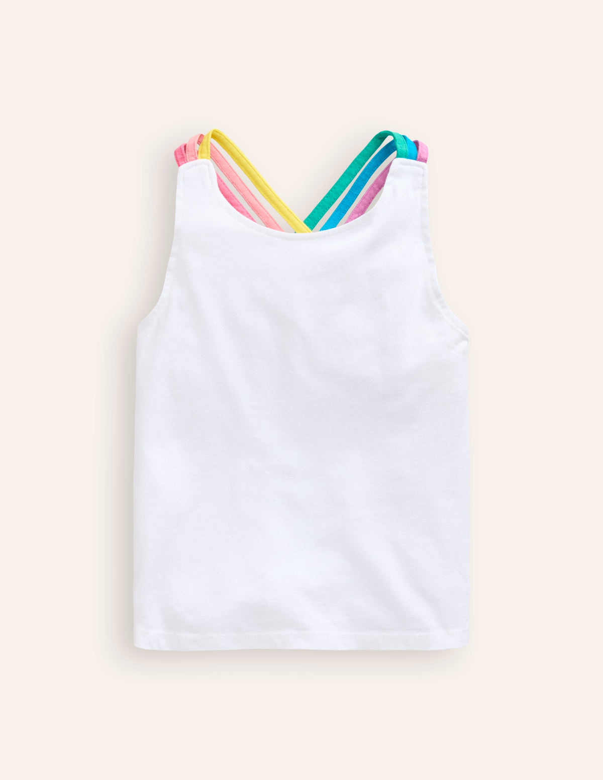 Rainbow Cross-Back Tank-White - Image 1