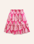 Printed Jersey Midi Skirt-Pink Woodblock