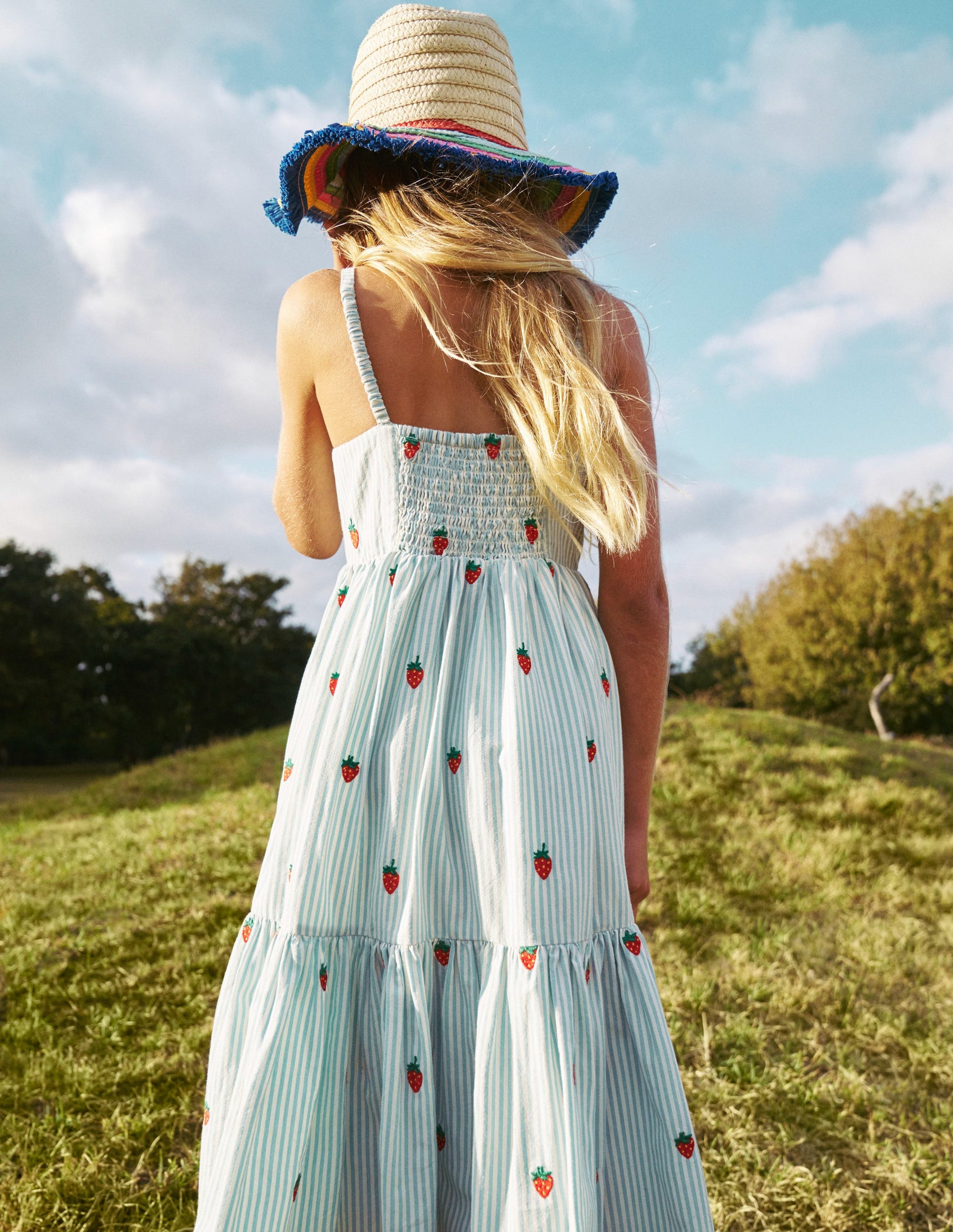 Tiered Twirly Sundress-Vintage Blue/ Ivory Strawberry-5