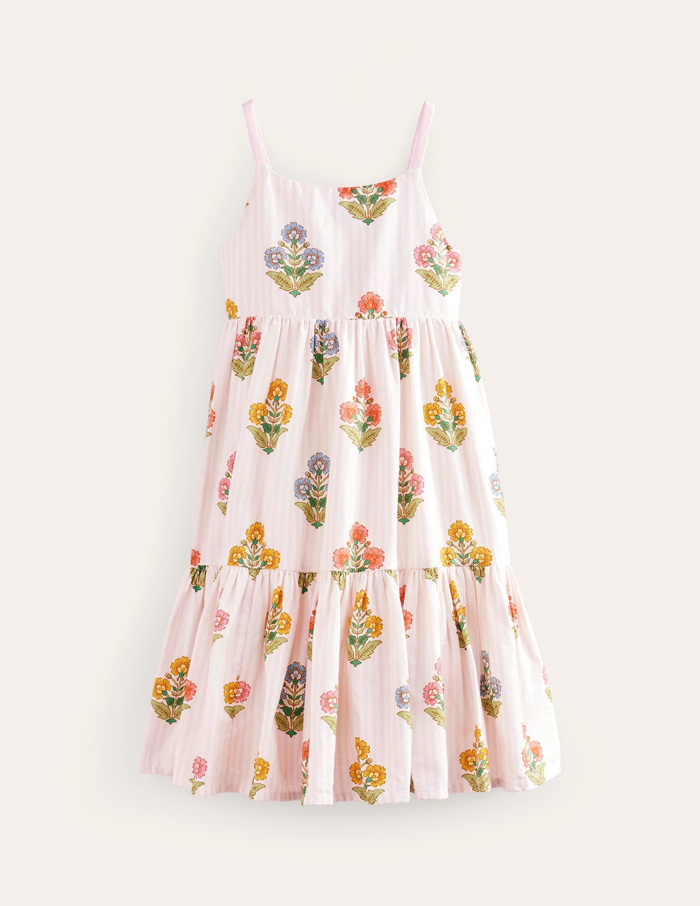 Tiered Twirly Sundress-Pink Woodblock Floral - Image 4