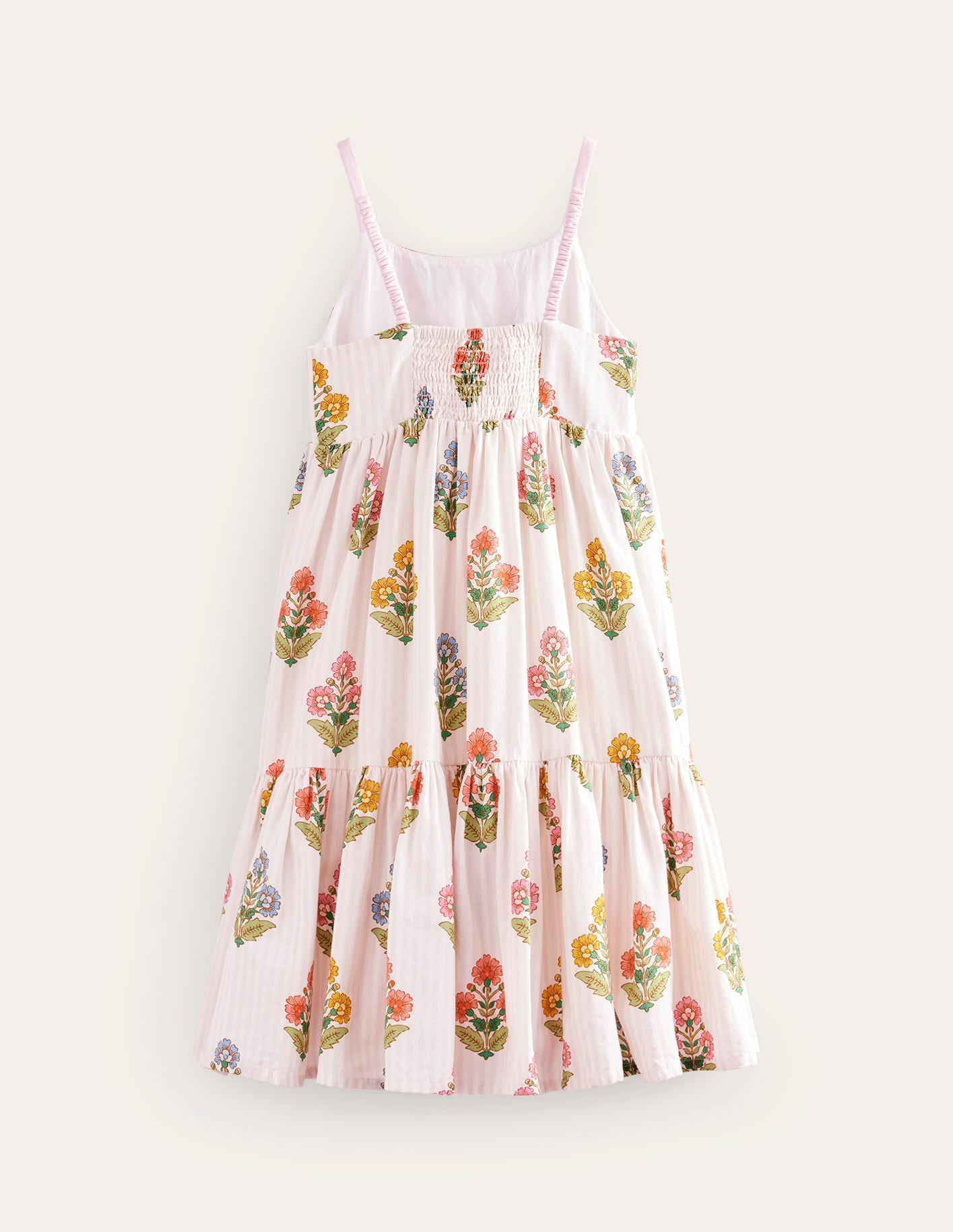 Tiered Twirly Sundress-Pink Woodblock Floral-5