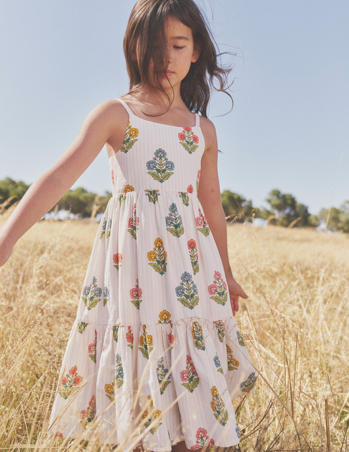 Tiered Twirly Sundress-Pink Woodblock Floral - Image 7