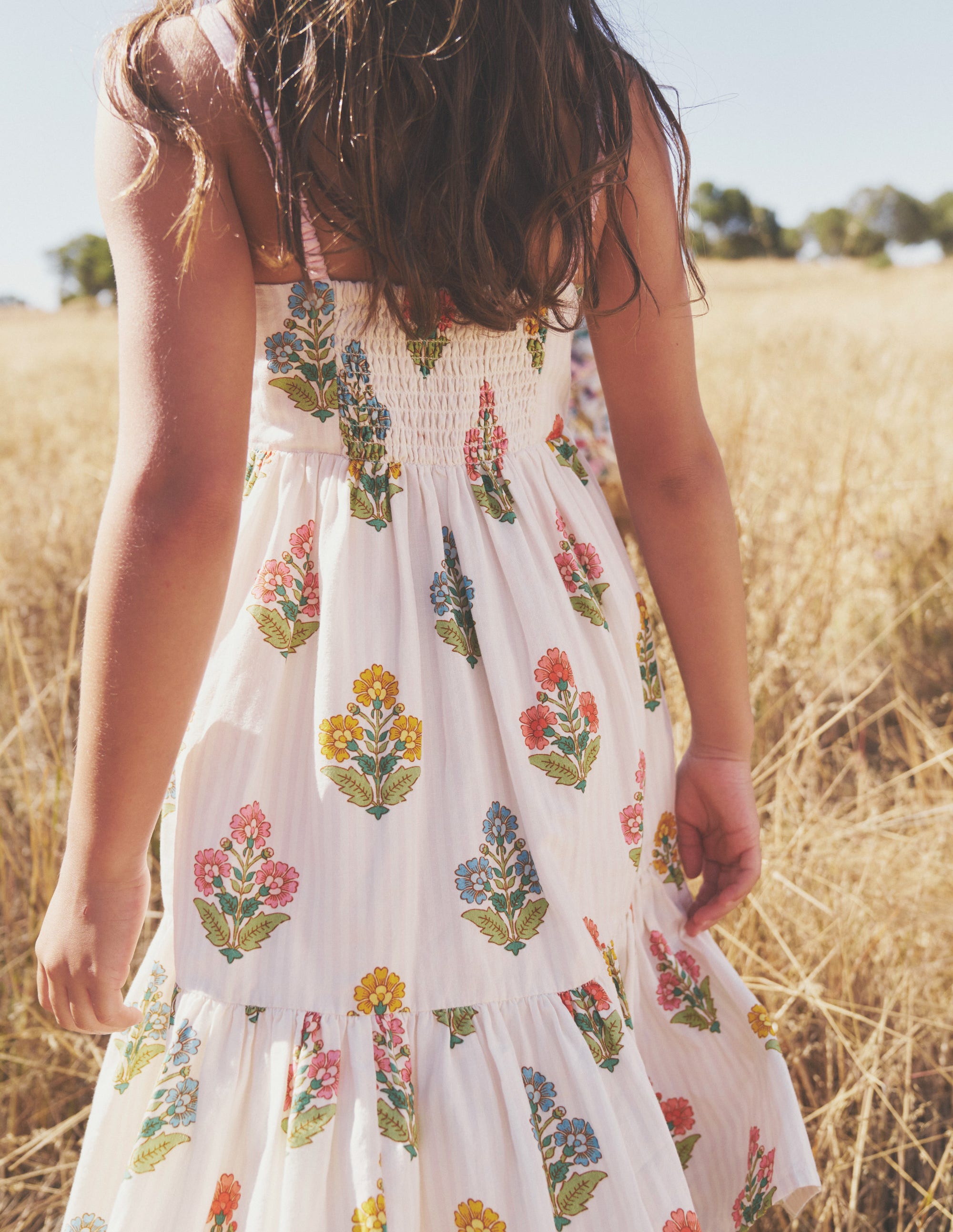 Tiered Twirly Sundress-Pink Woodblock Floral - Image 8