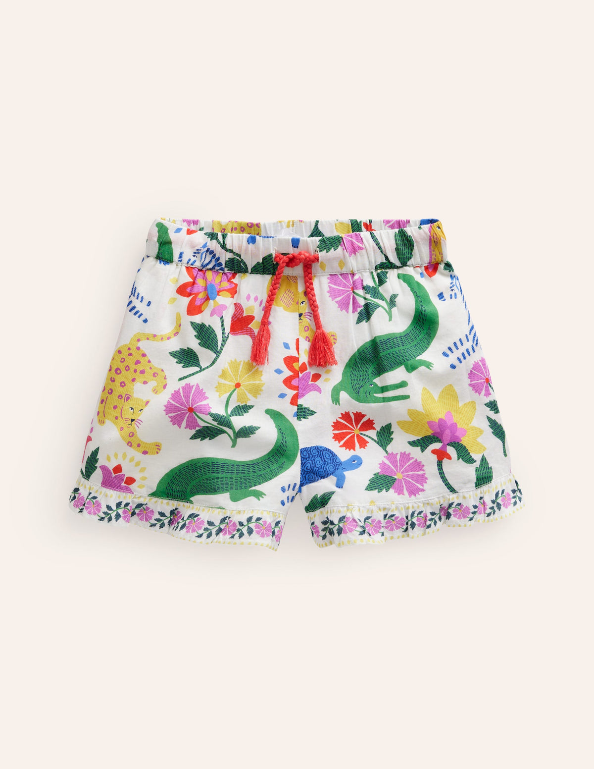 Frill Hem Woven Shorts-Multi Safari Floral - Image 1