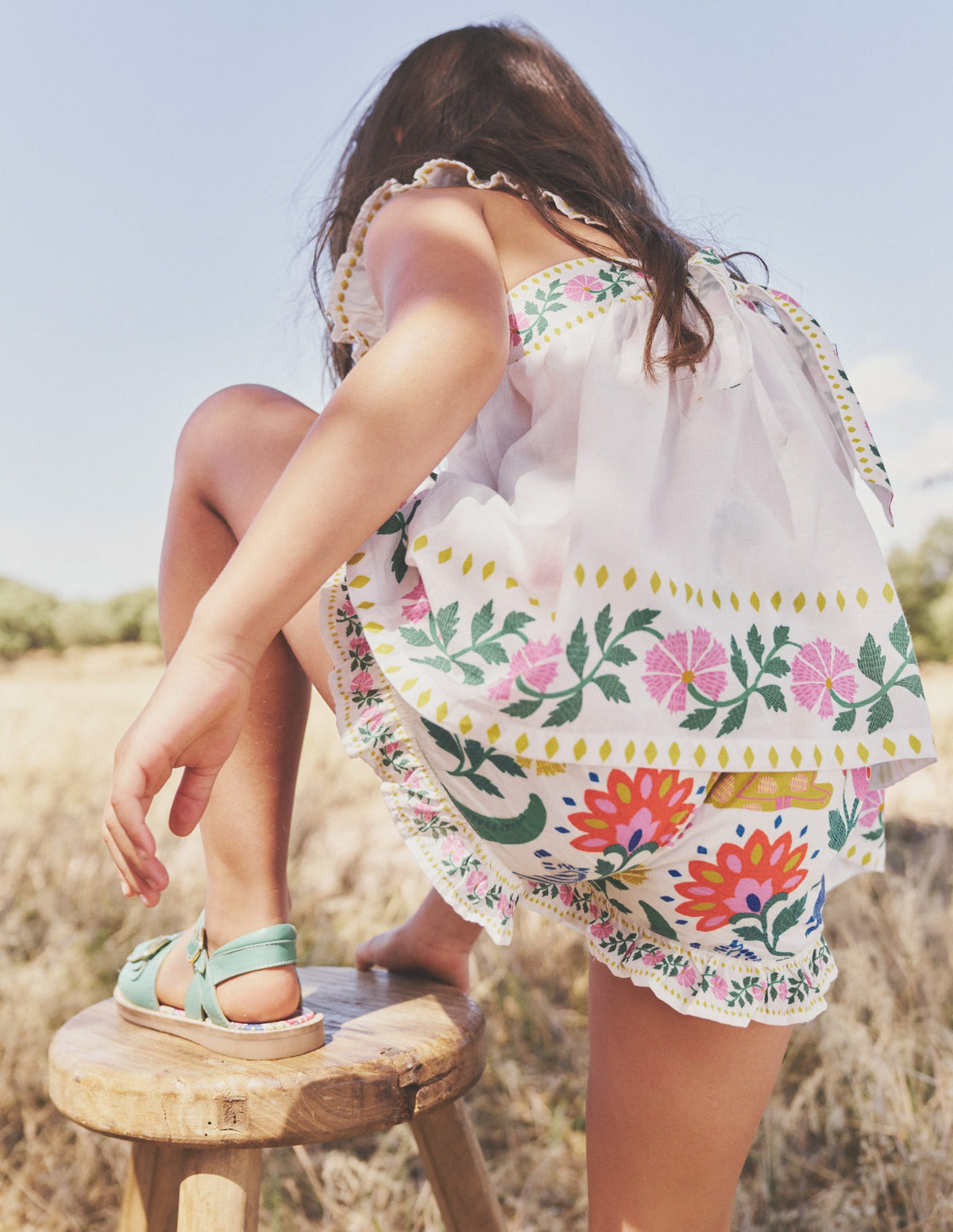 Frill Hem Woven Shorts-Multi Safari Floral - Image 4