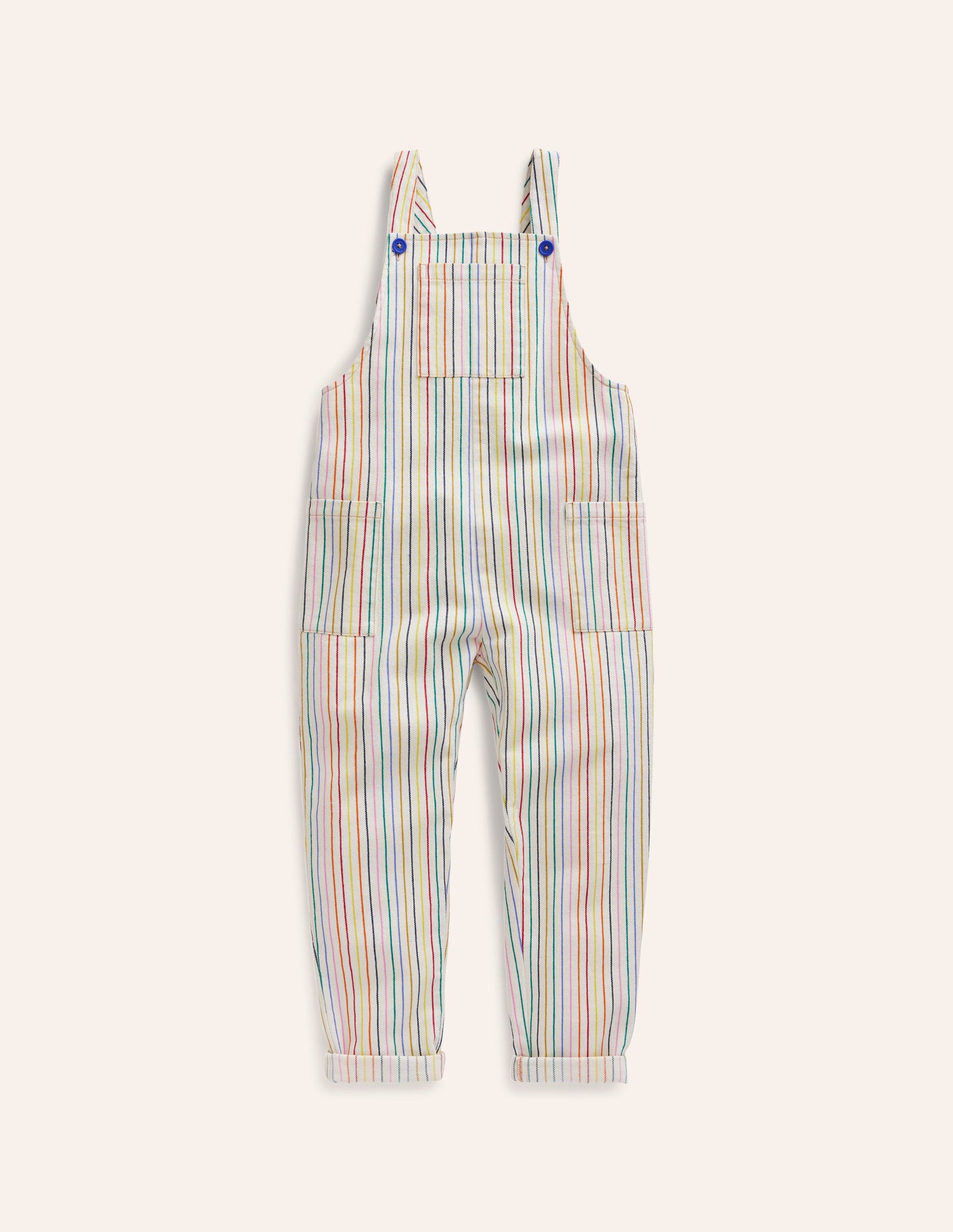 Relaxed Overalls-Ivory Multi Stripe-1