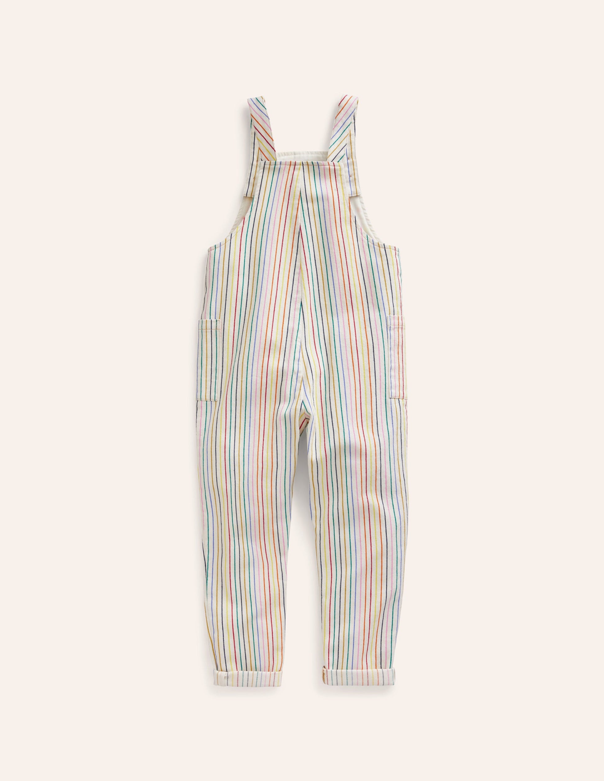 Relaxed Overalls-Ivory Multi Stripe-2