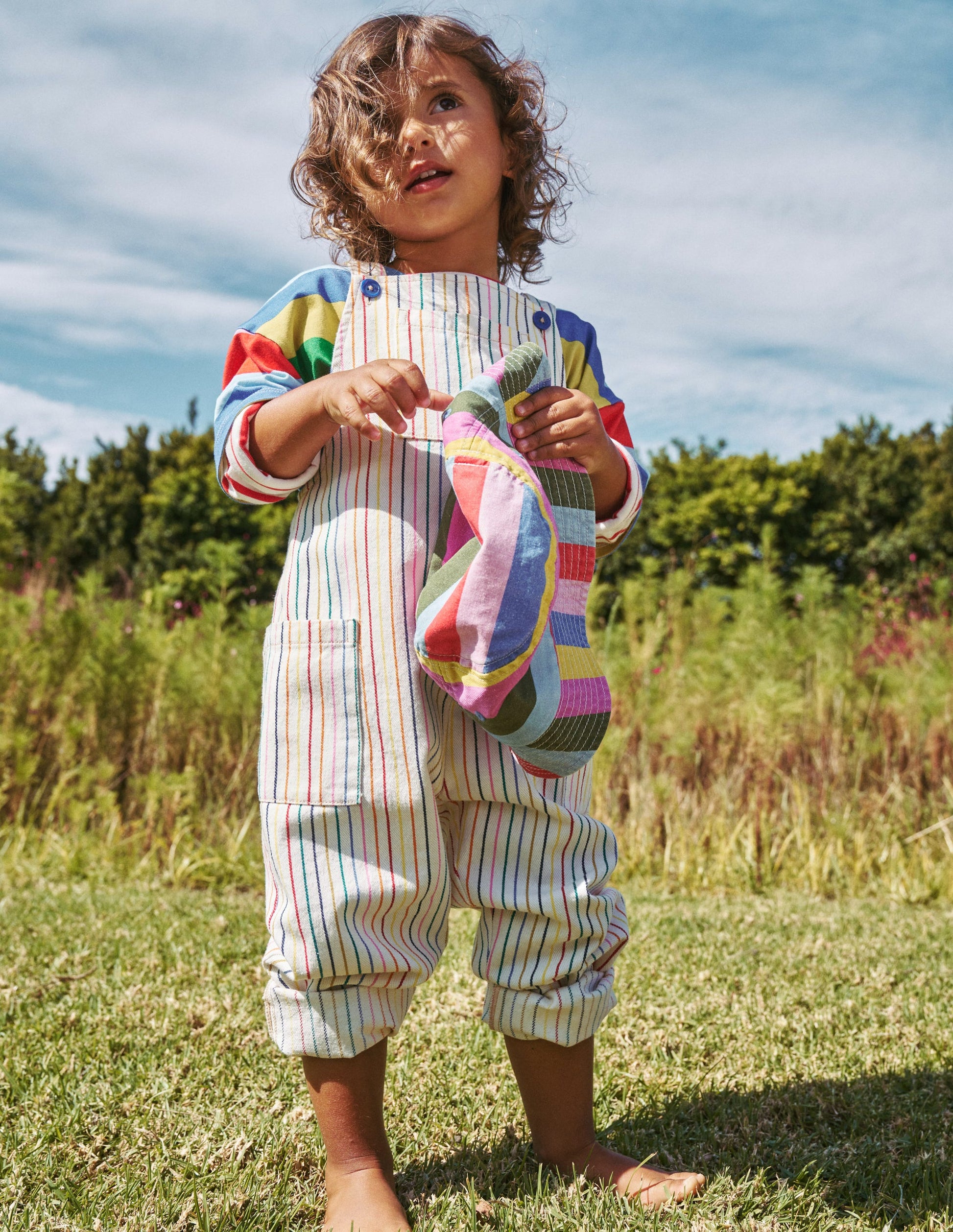 Relaxed Overalls-Ivory Multi Stripe-4