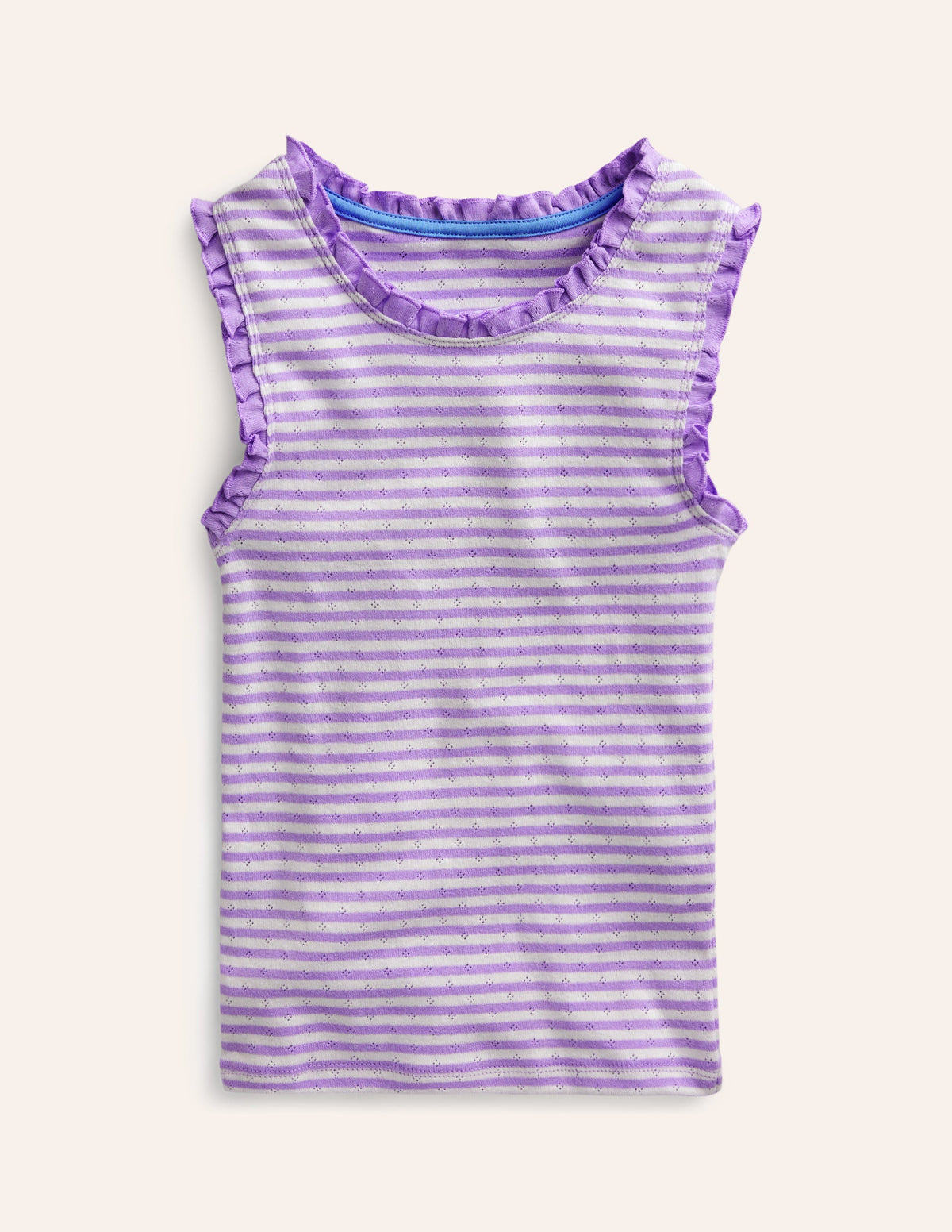 Pointelle Tank Top-Ivory/Misty Lavender Stripe - Image 1
