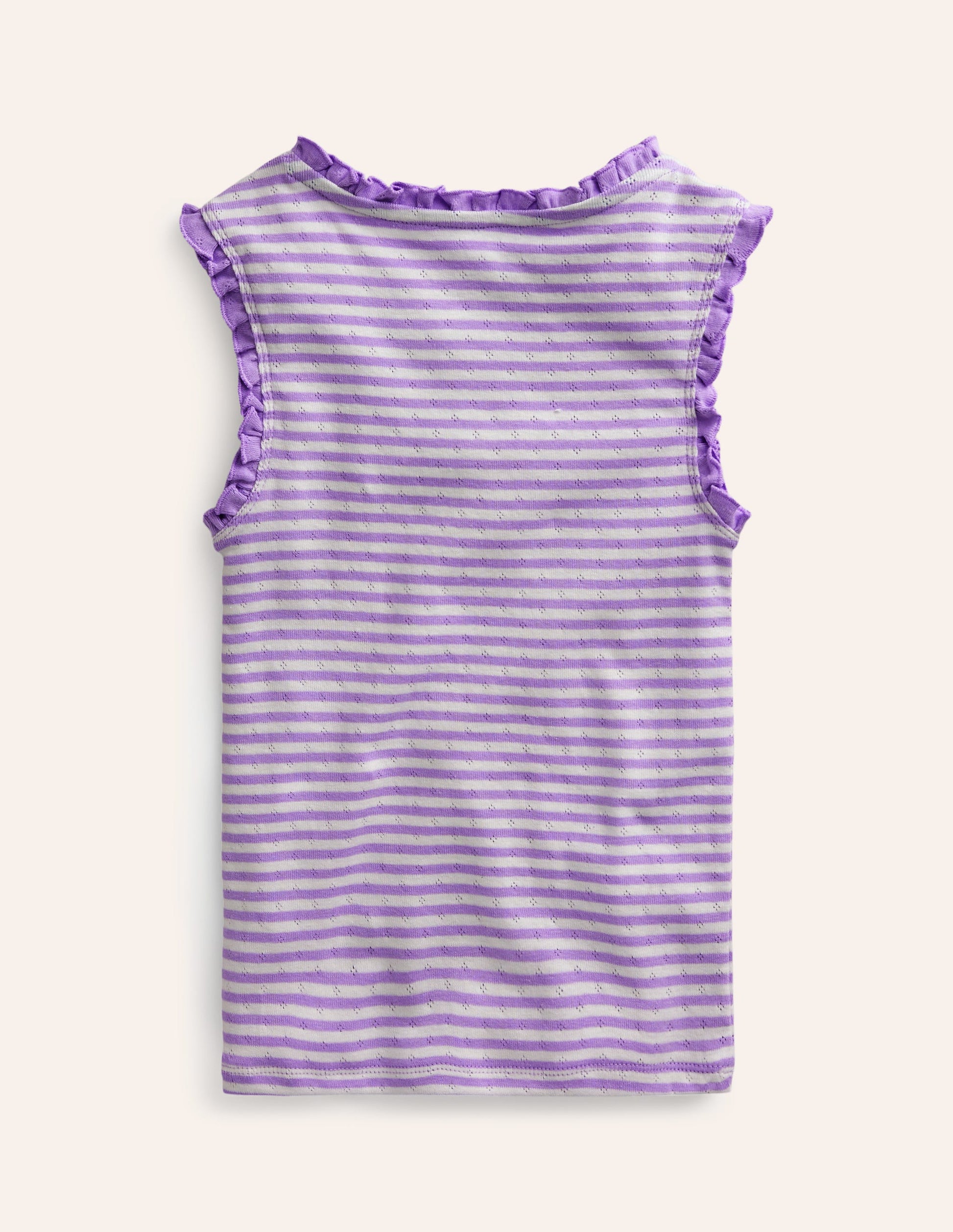 Pointelle Tank Top-Ivory/Misty Lavender Stripe-2
