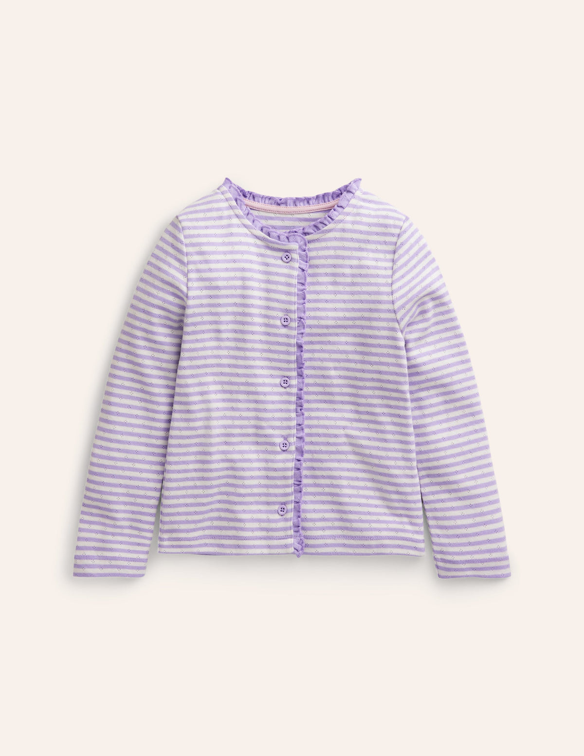 Pointelle Cardigan-Ivory/ Misty Lavender Stripe-1