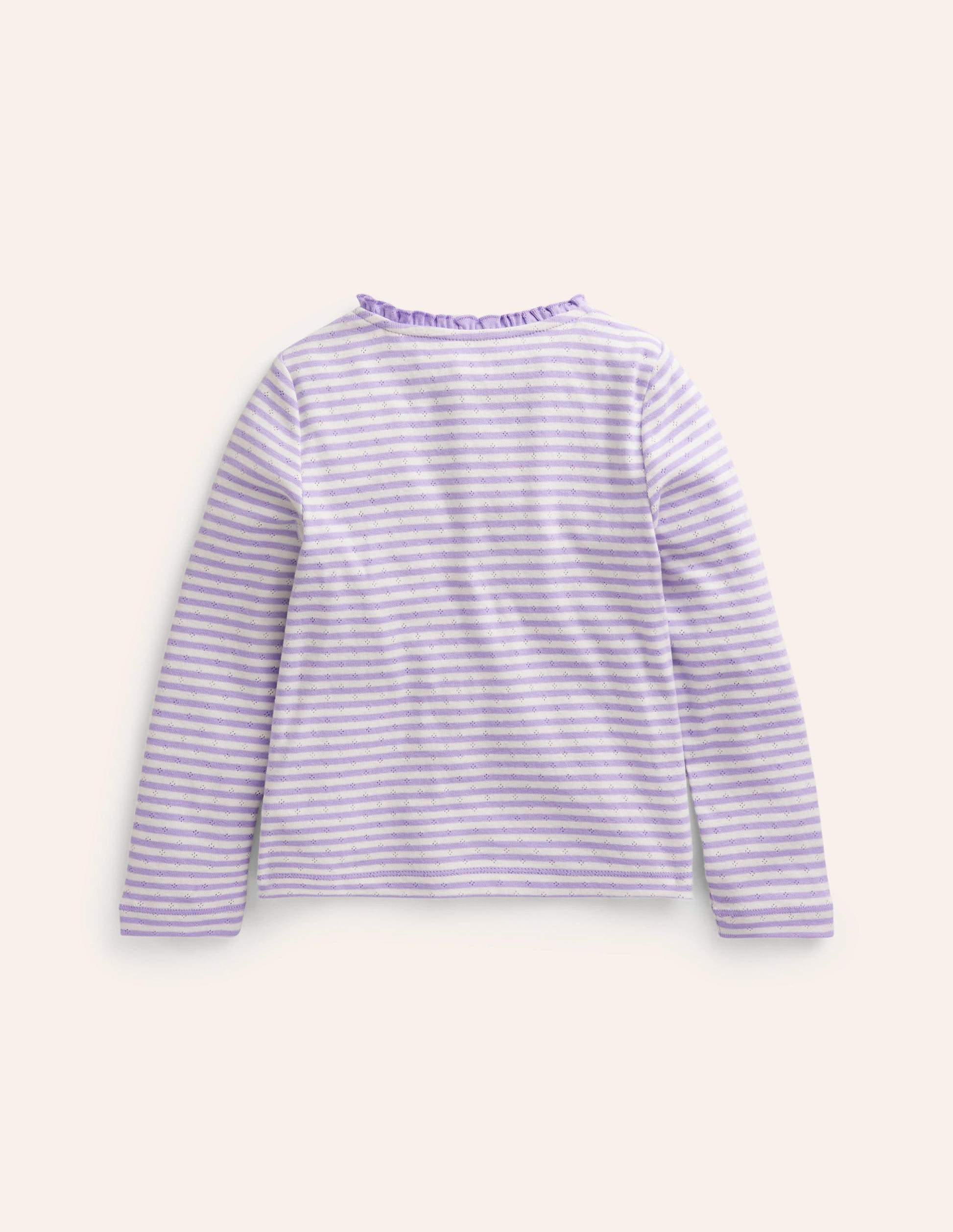 Pointelle Cardigan-Ivory/ Misty Lavender Stripe-2