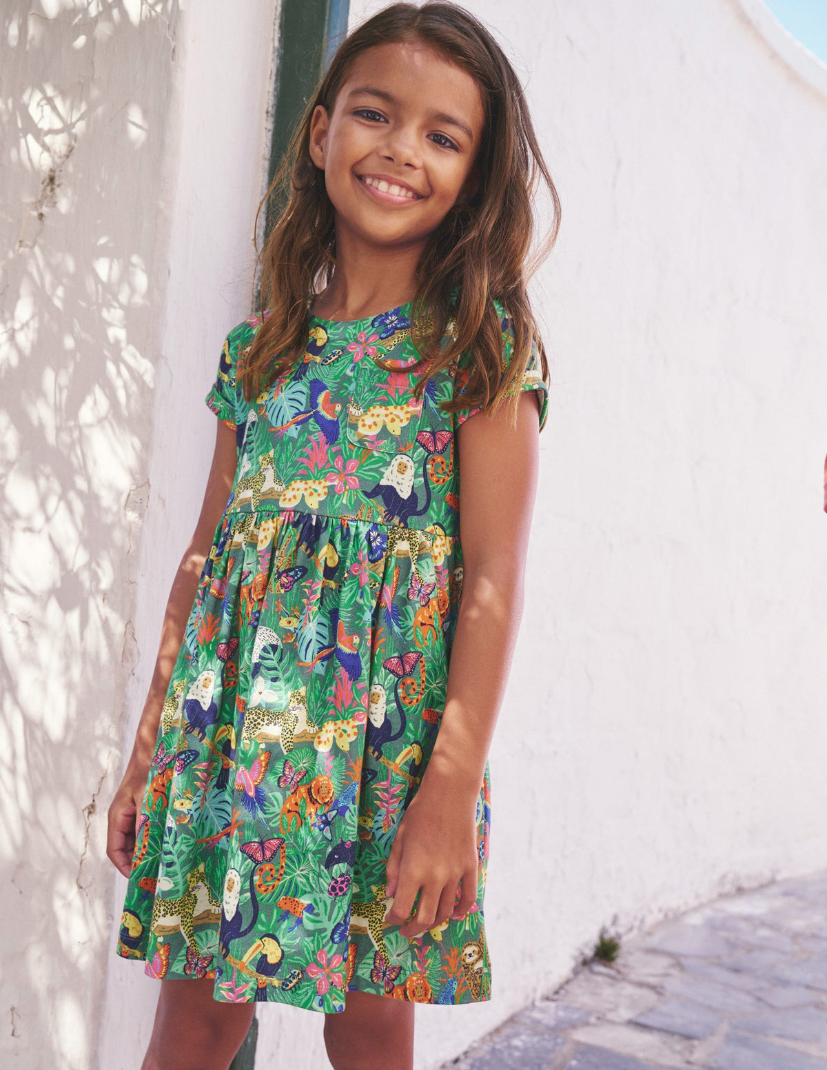Short-sleeved Fun Jersey Dress-Spruce Green Rainforest-4