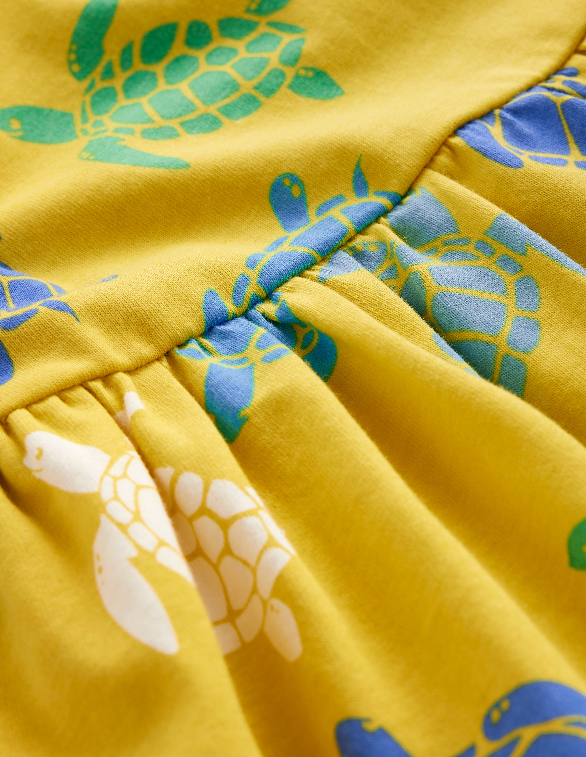 Short-sleeved Fun Jersey Dress-Zest Yellow Turtles - Image 3