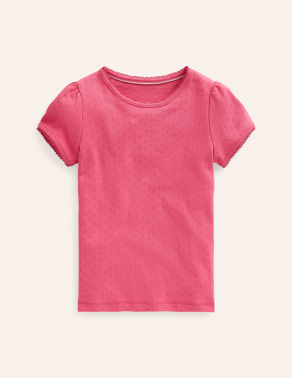 Short-sleeved Pointelle Top-Rose Pink - Image 1